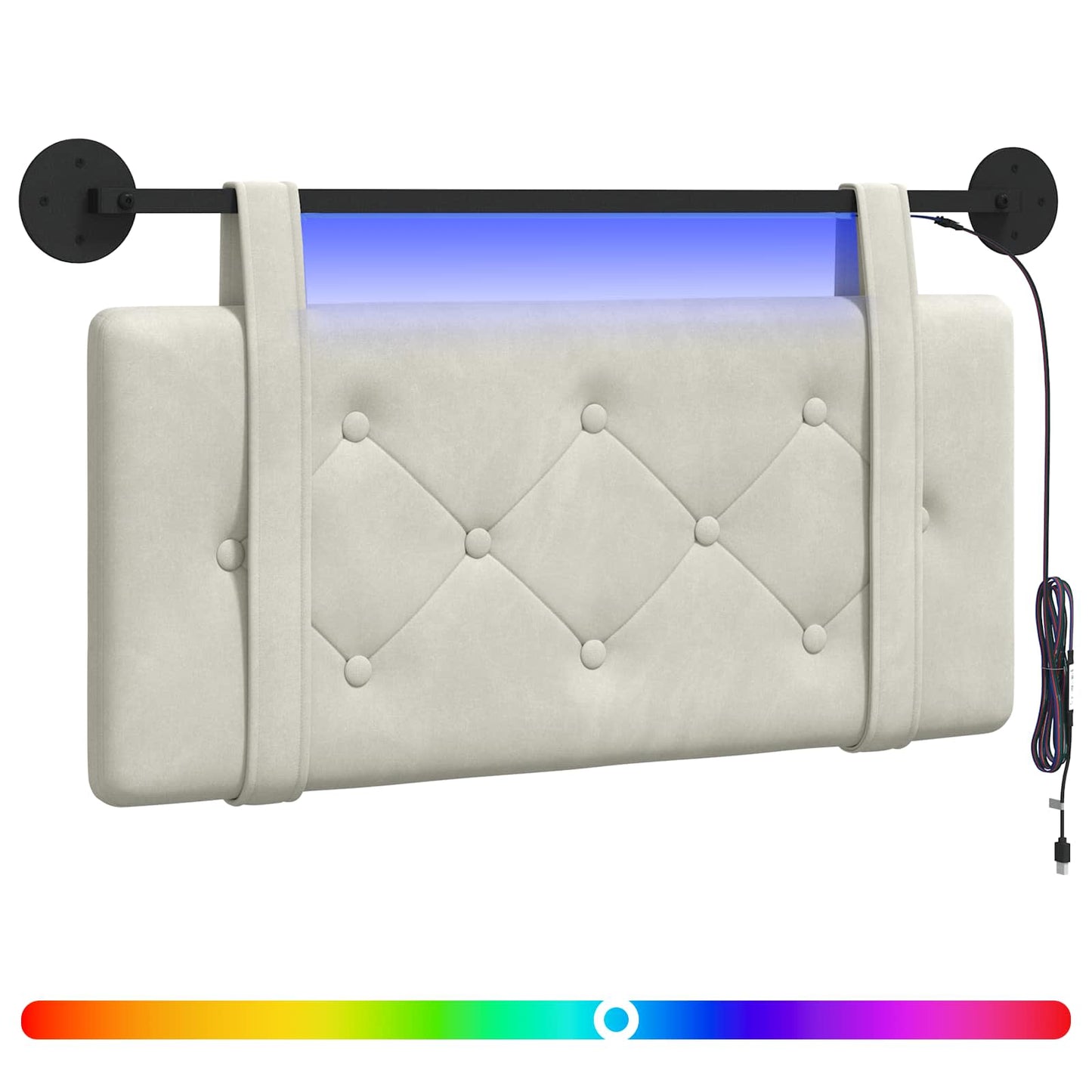 Hangend hoofdbord Met LED-verlichting Crèmekleurig Fluweel is nu te koop bij PeponiXL, paradijselijk wonen!