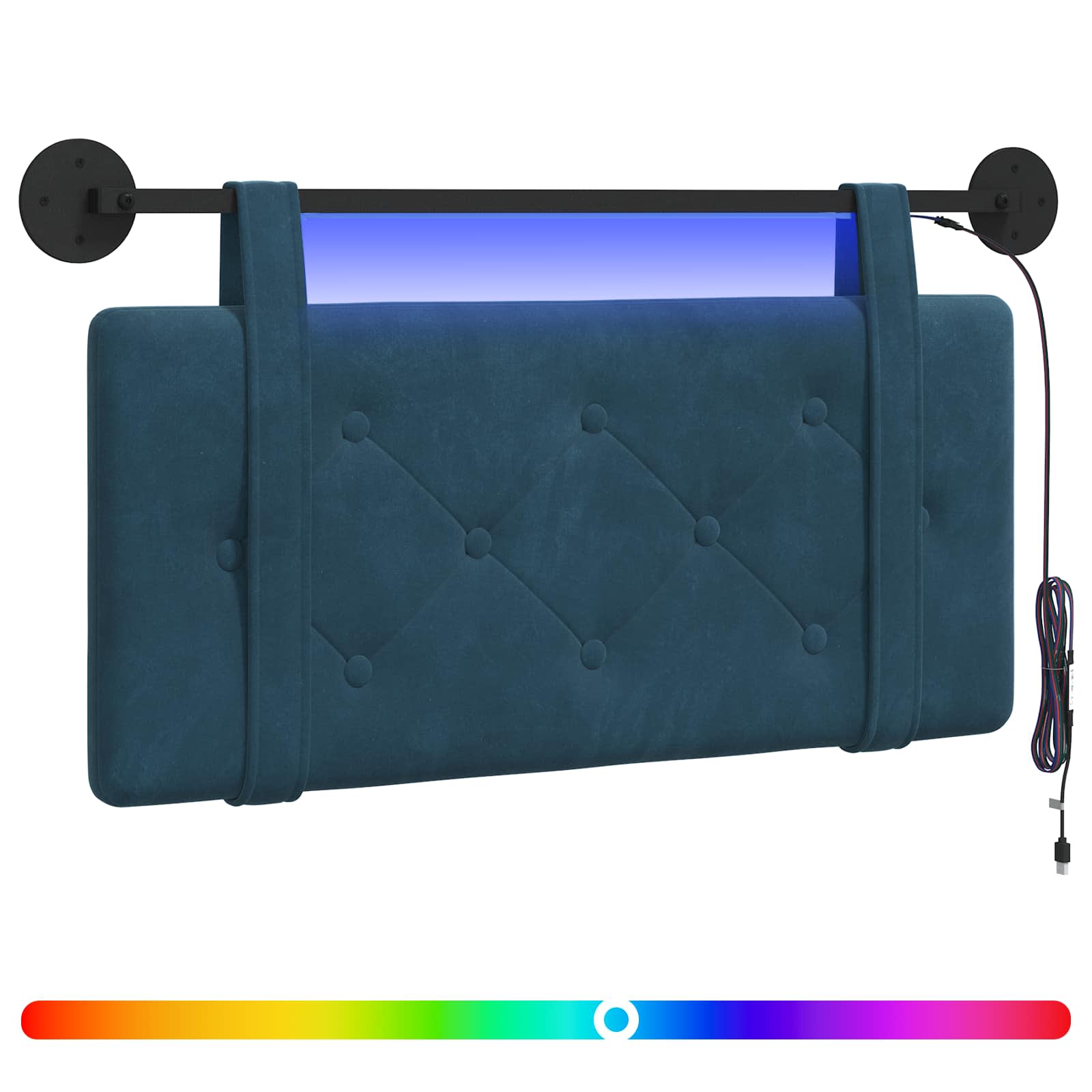 Hangend hoofdbord Met LED-verlichting Blauw Fluweel is nu te koop bij PeponiXL, paradijselijk wonen!