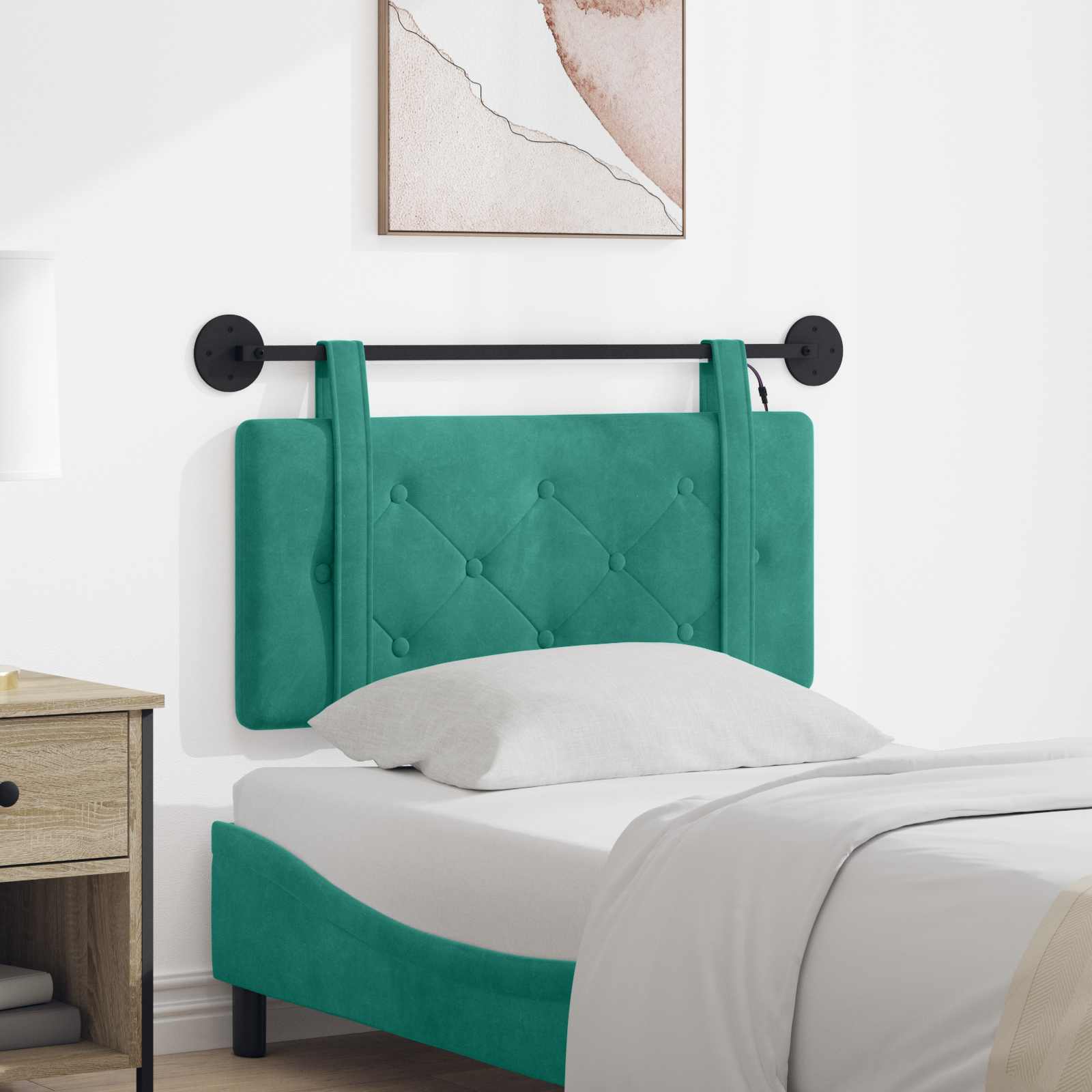 Hangend hoofdbord Met LED-verlichting Turquoise Fluweel is nu te koop bij PeponiXL, paradijselijk wonen!
