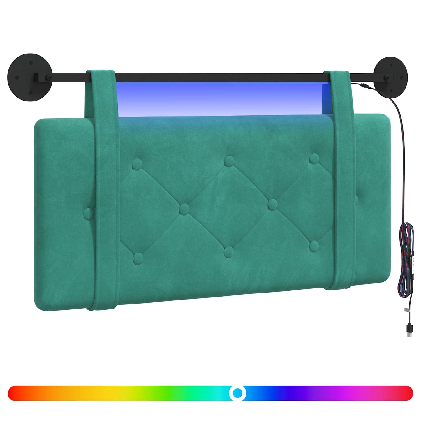 Hangend hoofdbord Met LED-verlichting Turquoise Fluweel is nu te koop bij PeponiXL, paradijselijk wonen!
