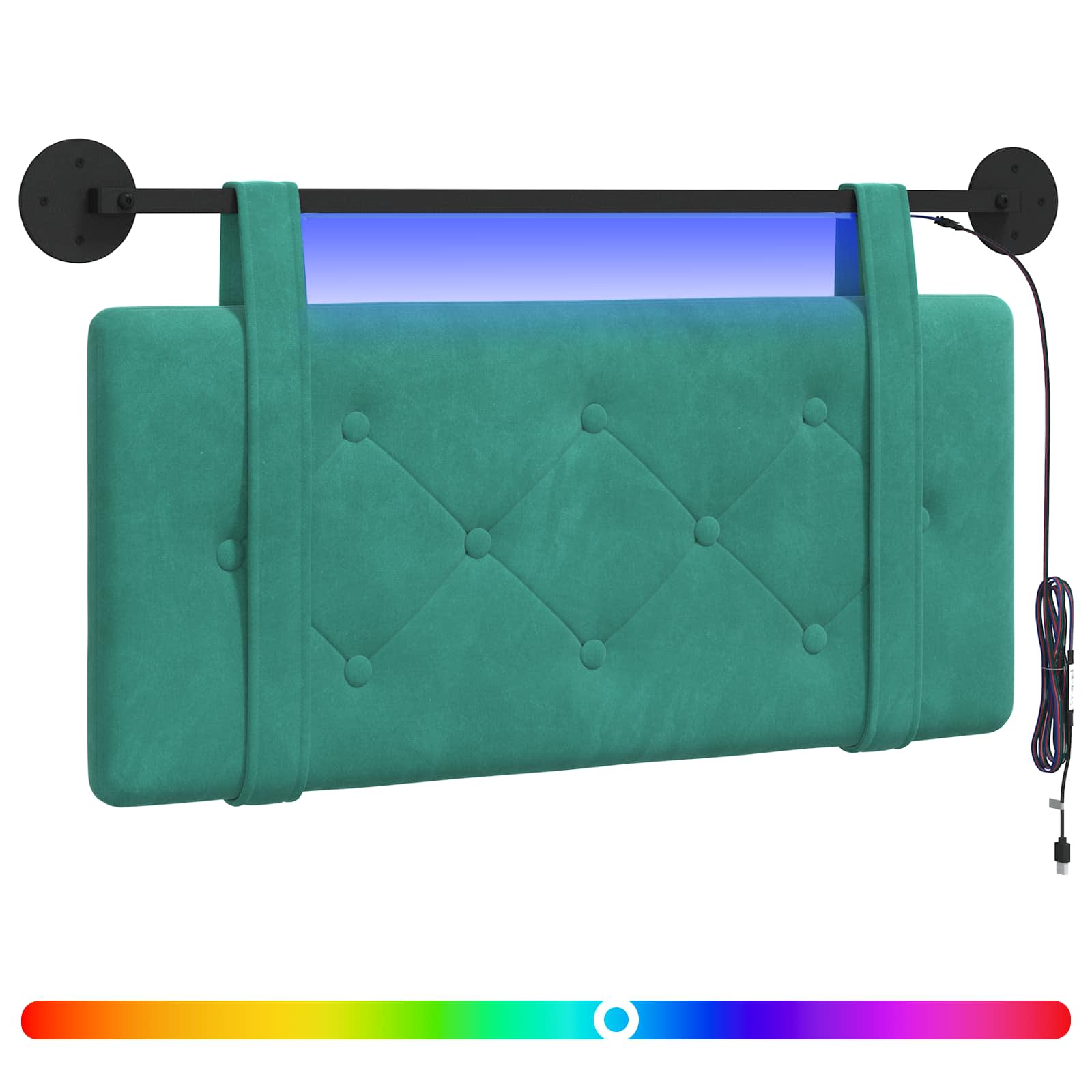 Hangend hoofdbord Met LED-verlichting Turquoise Fluweel is nu te koop bij PeponiXL, paradijselijk wonen!