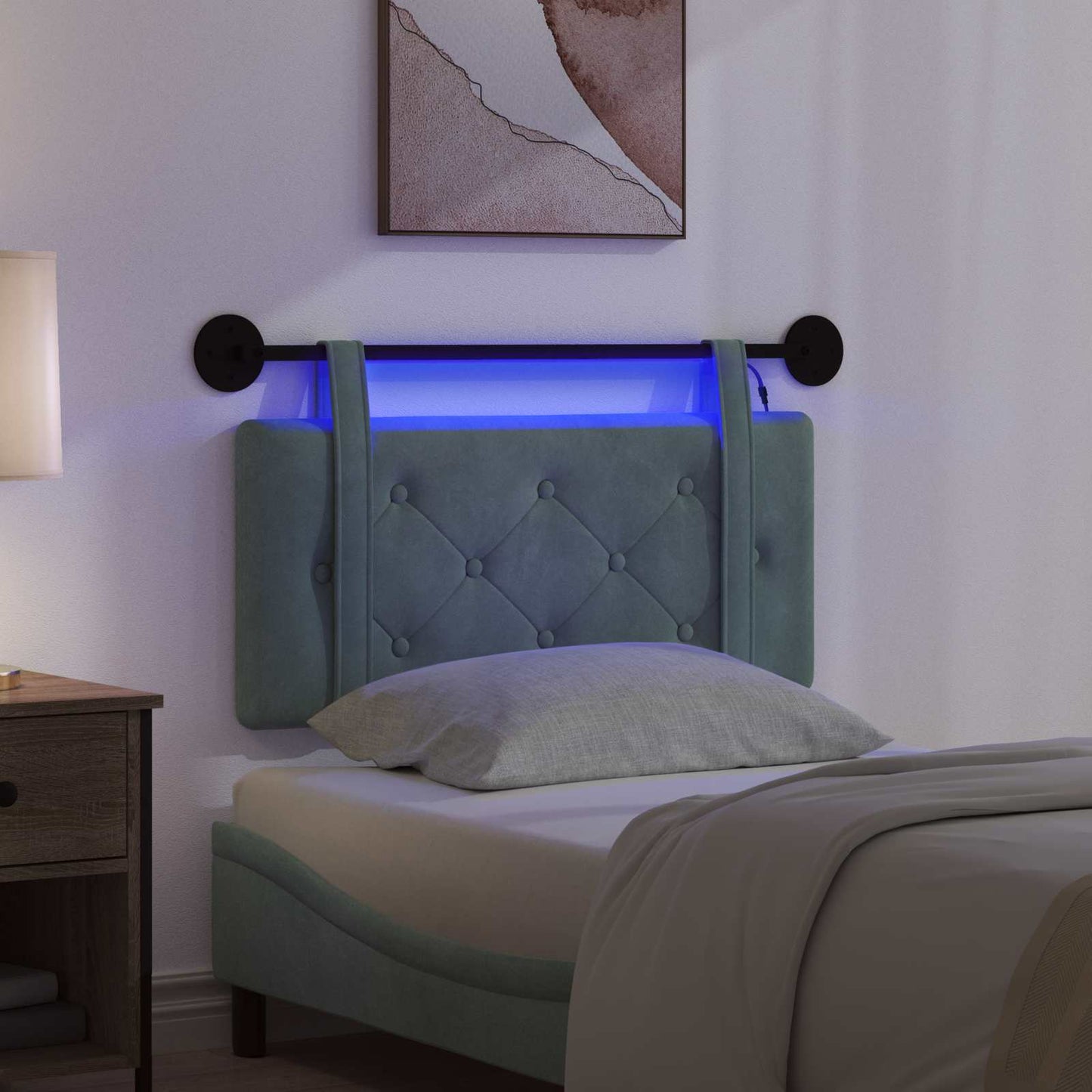 Hangend hoofdbord Met LED-verlichting Zeegroen Fluweel is nu te koop bij PeponiXL, paradijselijk wonen!