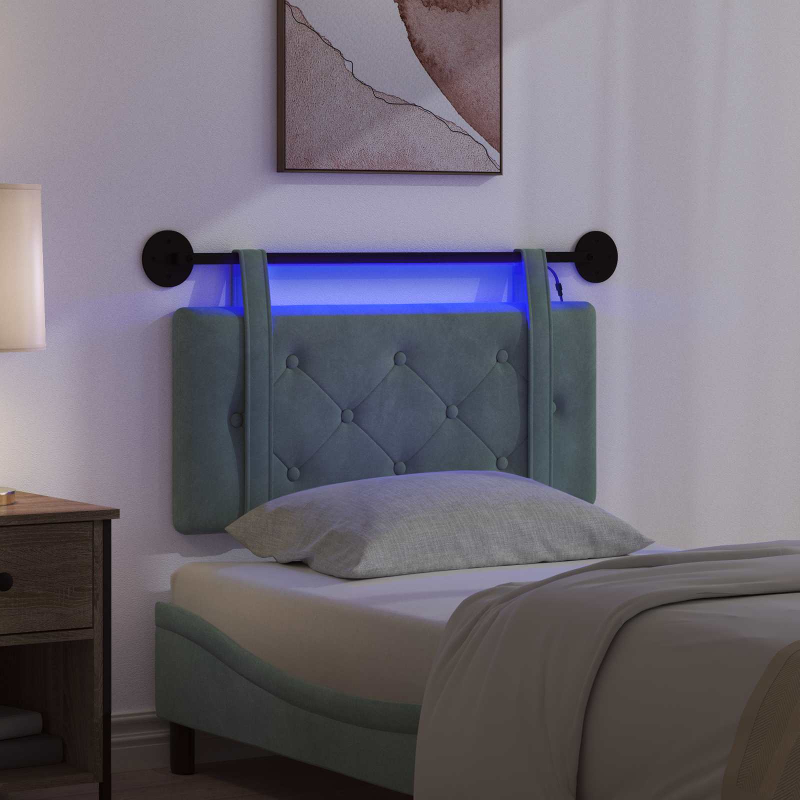 Hangend hoofdbord Met LED-verlichting Zeegroen Fluweel is nu te koop bij PeponiXL, paradijselijk wonen!
