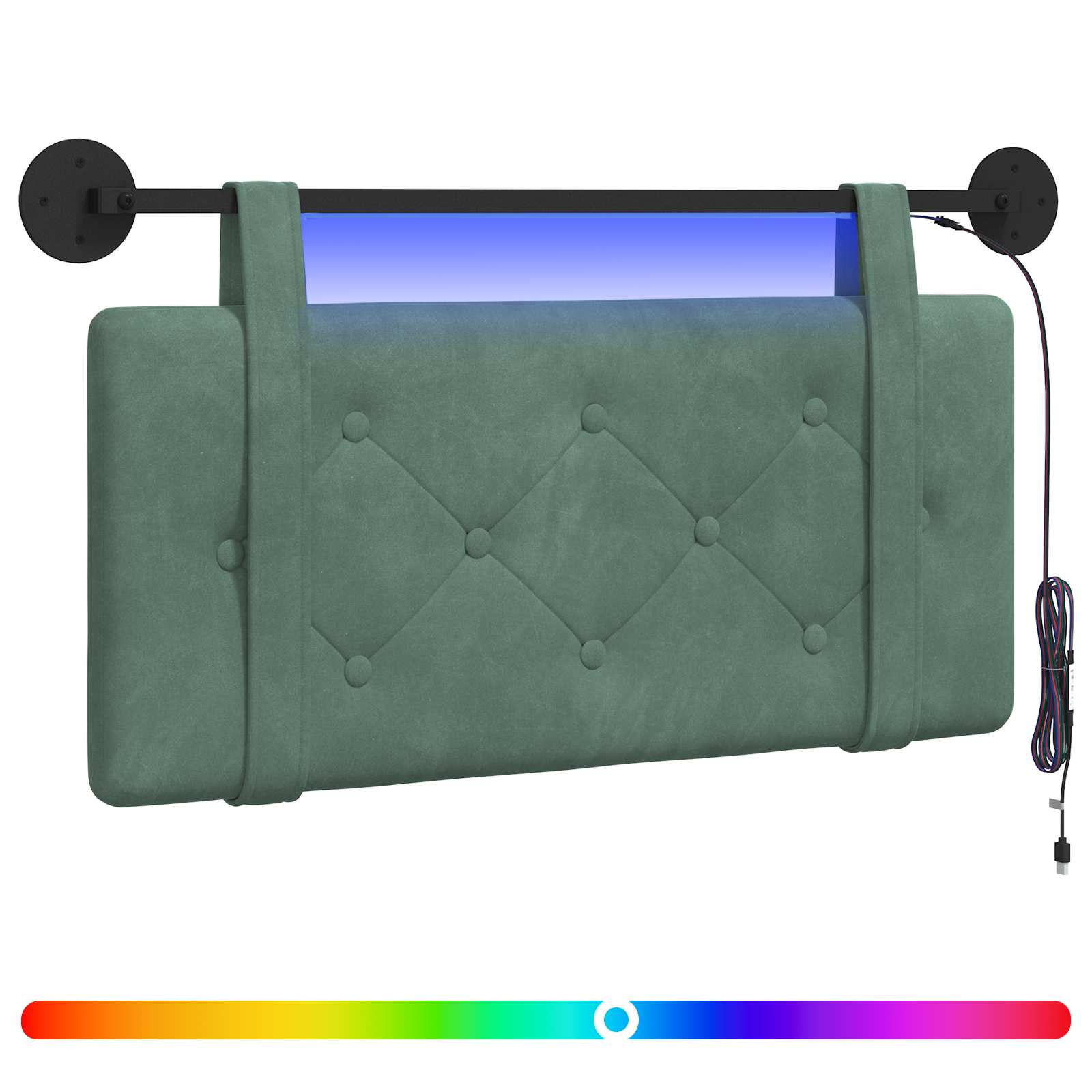 Hangend hoofdbord Met LED-verlichting Zeegroen Fluweel is nu te koop bij PeponiXL, paradijselijk wonen!