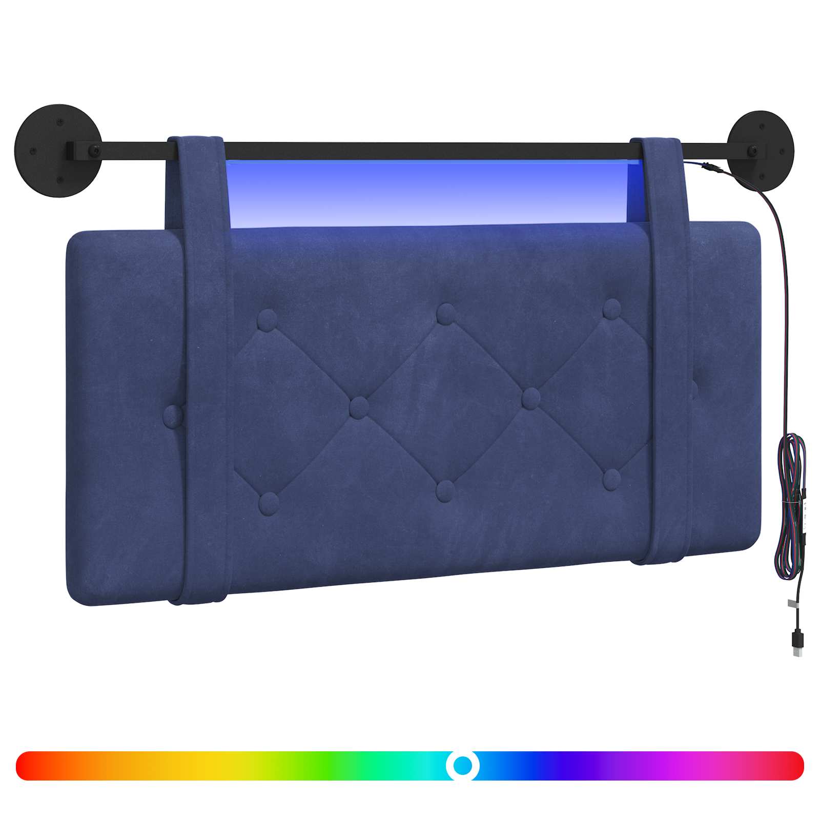 Hangend hoofdbord Met LED-verlichting Politieblauw Fluweel is nu te koop bij PeponiXL, paradijselijk wonen!