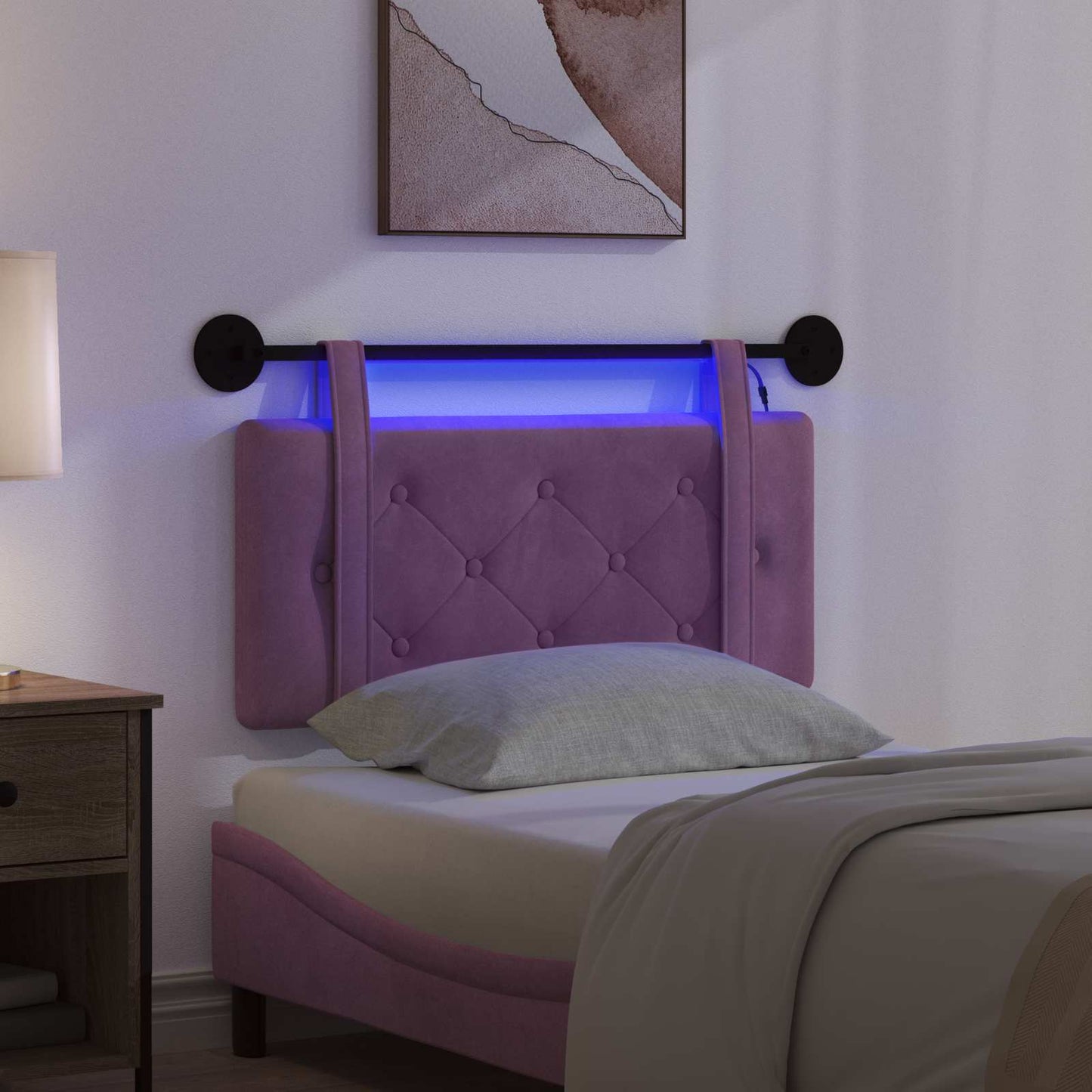 Hangend hoofdbord Met LED-verlichting Paars Fluweel is nu te koop bij PeponiXL, paradijselijk wonen!
