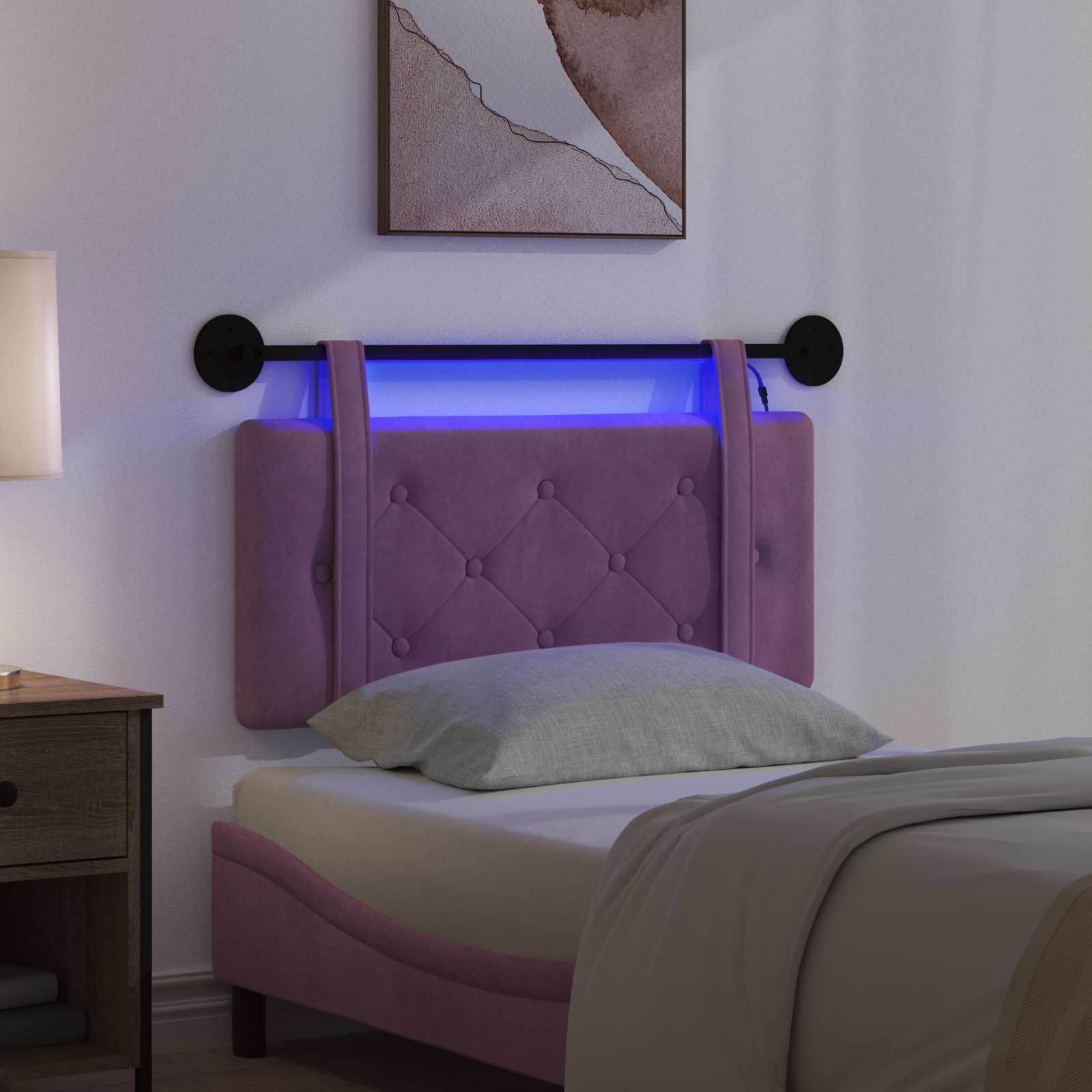 Hangend hoofdbord Met LED-verlichting Paars Fluweel is nu te koop bij PeponiXL, paradijselijk wonen!