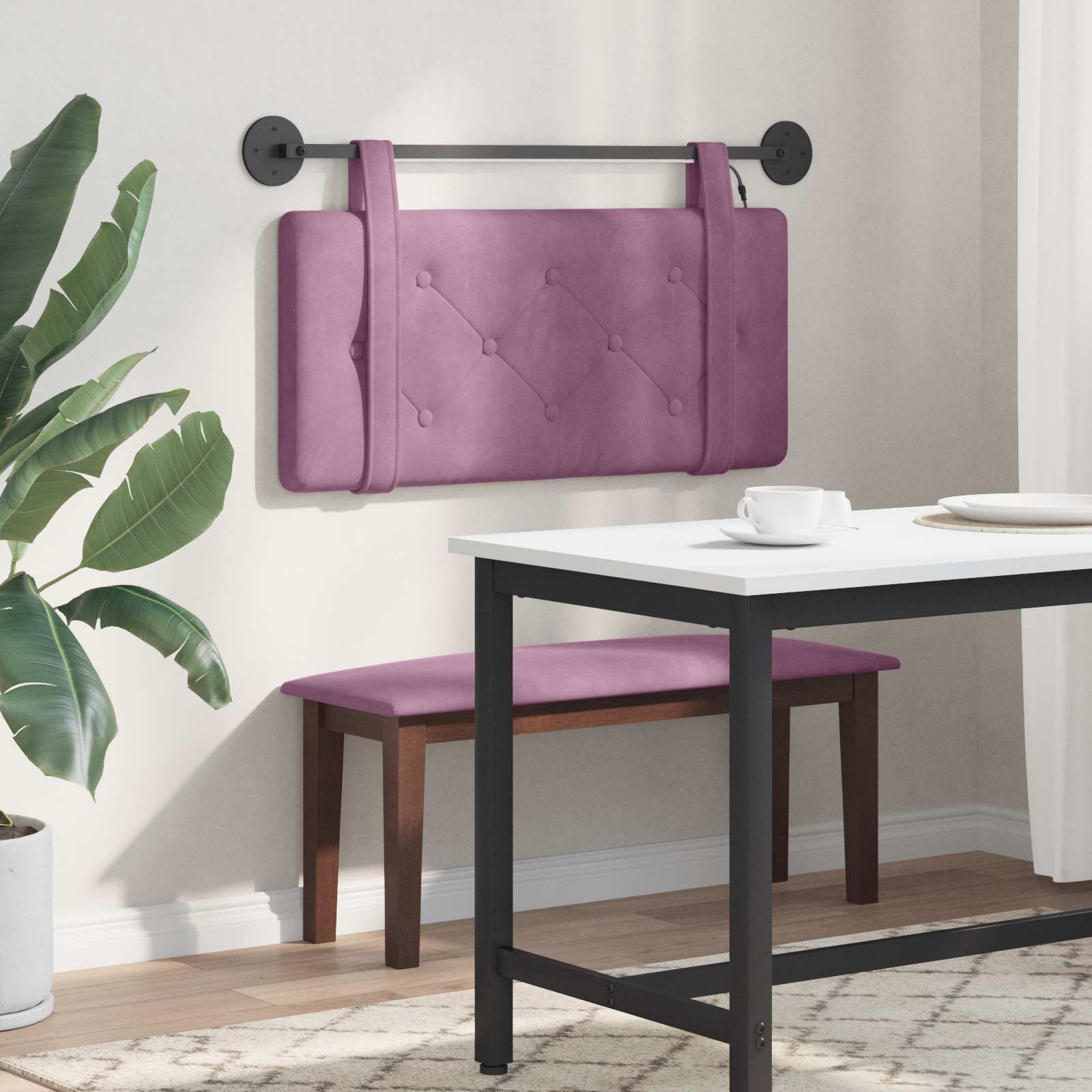 Hangend hoofdbord Met LED-verlichting Paars Fluweel is nu te koop bij PeponiXL, paradijselijk wonen!