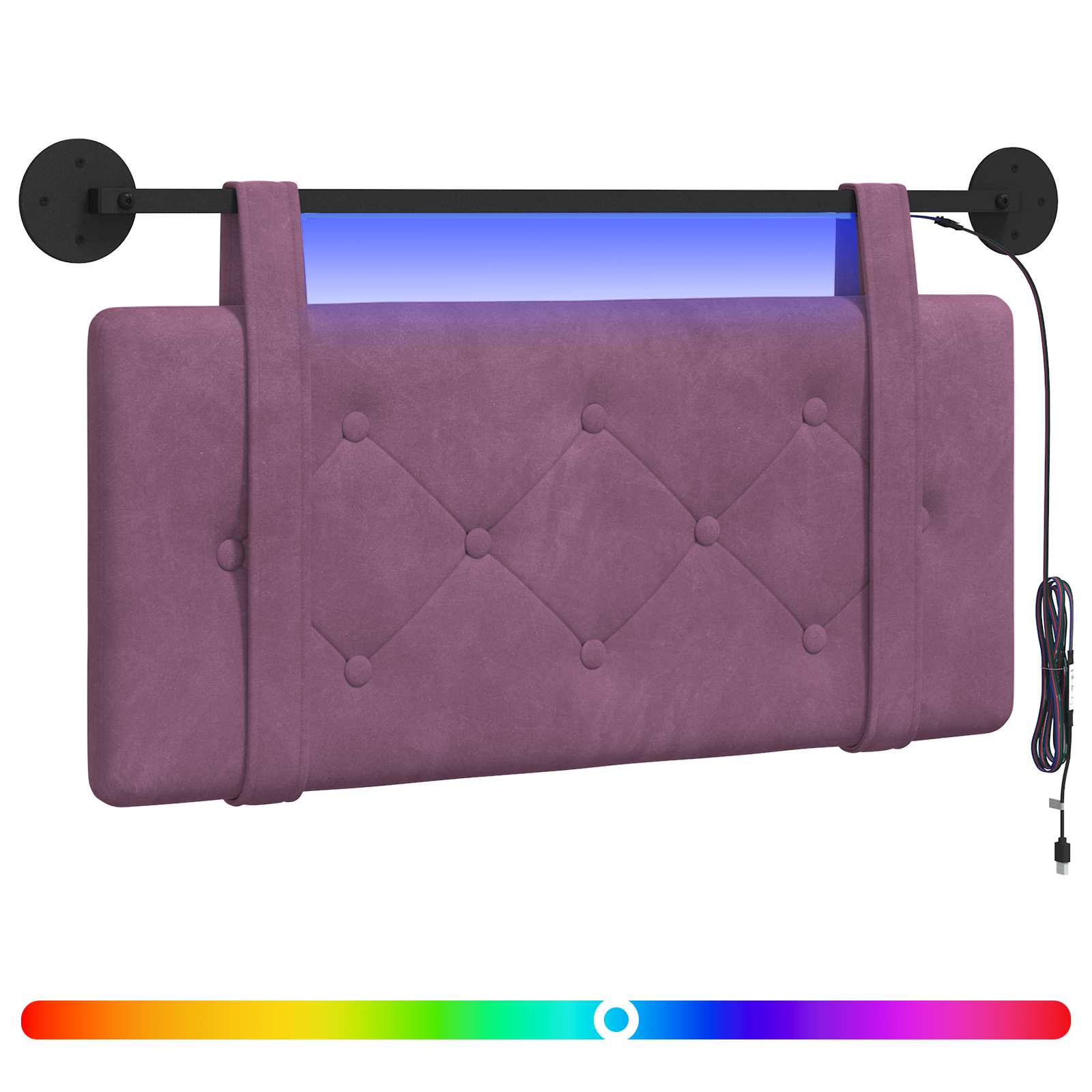 Hangend hoofdbord Met LED-verlichting Paars Fluweel is nu te koop bij PeponiXL, paradijselijk wonen!