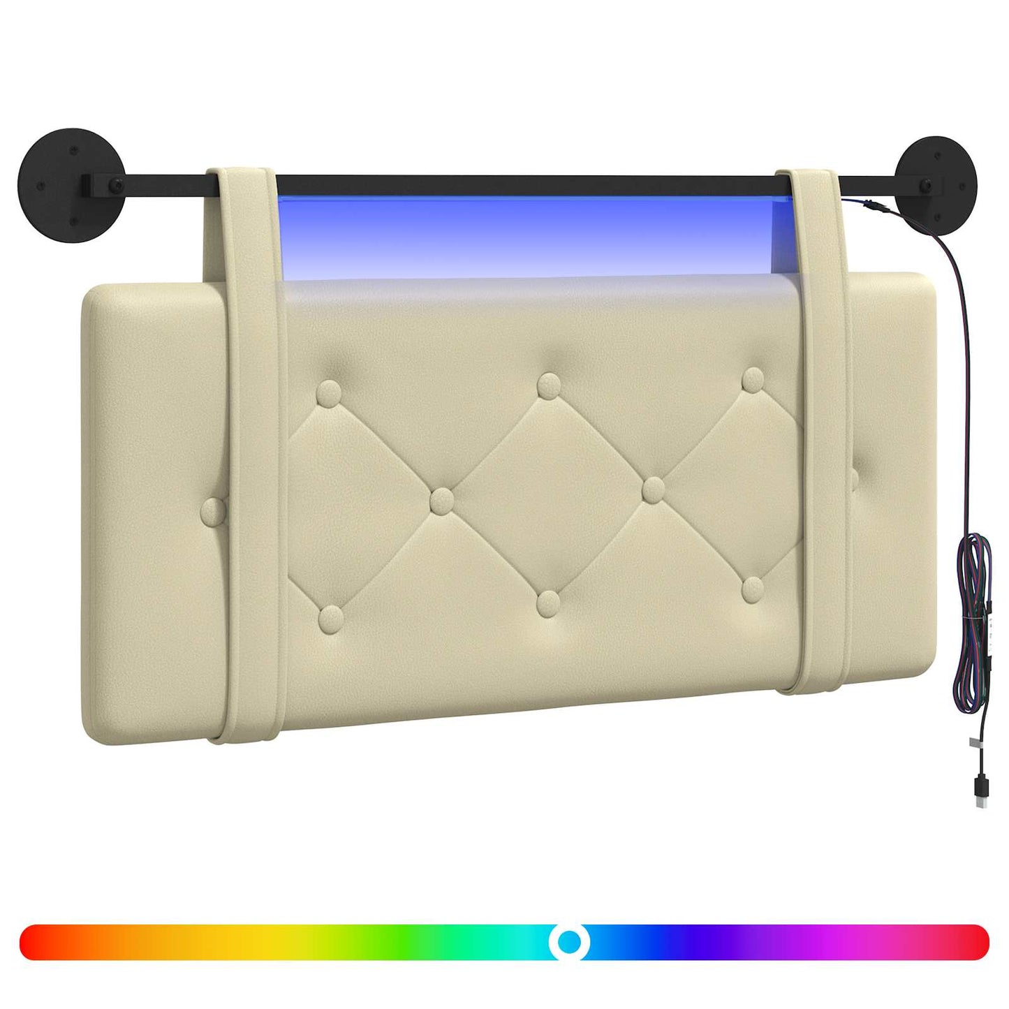 Hangend hoofdbord Met LED-verlichting Crèmekleurig Kunstleer is nu te koop bij PeponiXL, paradijselijk wonen!