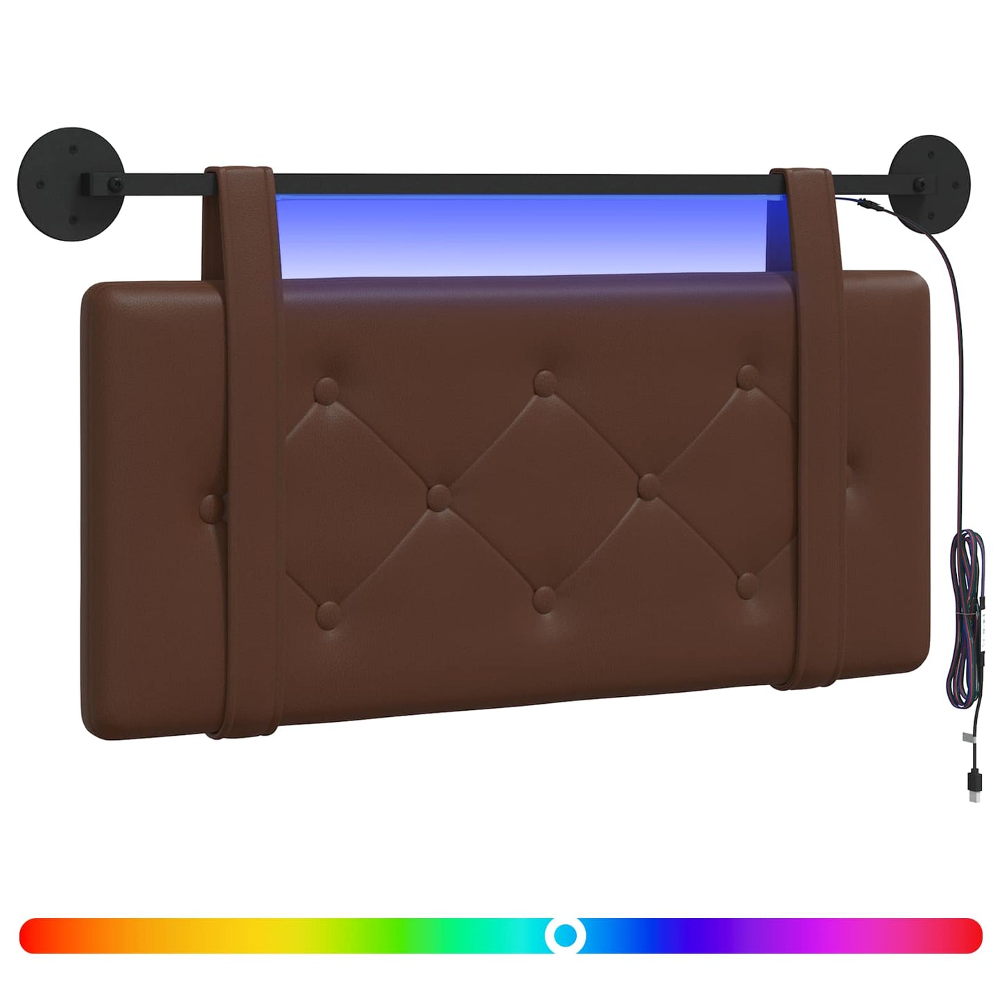 Hangend hoofdbord Met LED-verlichting Bruin Kunstleer is nu te koop bij PeponiXL, paradijselijk wonen!
