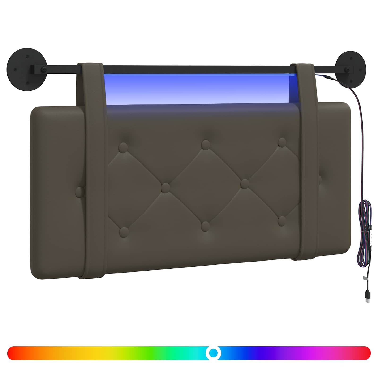 Hangend hoofdbord Met LED-verlichting Grijs Kunstleer is nu te koop bij PeponiXL, paradijselijk wonen!