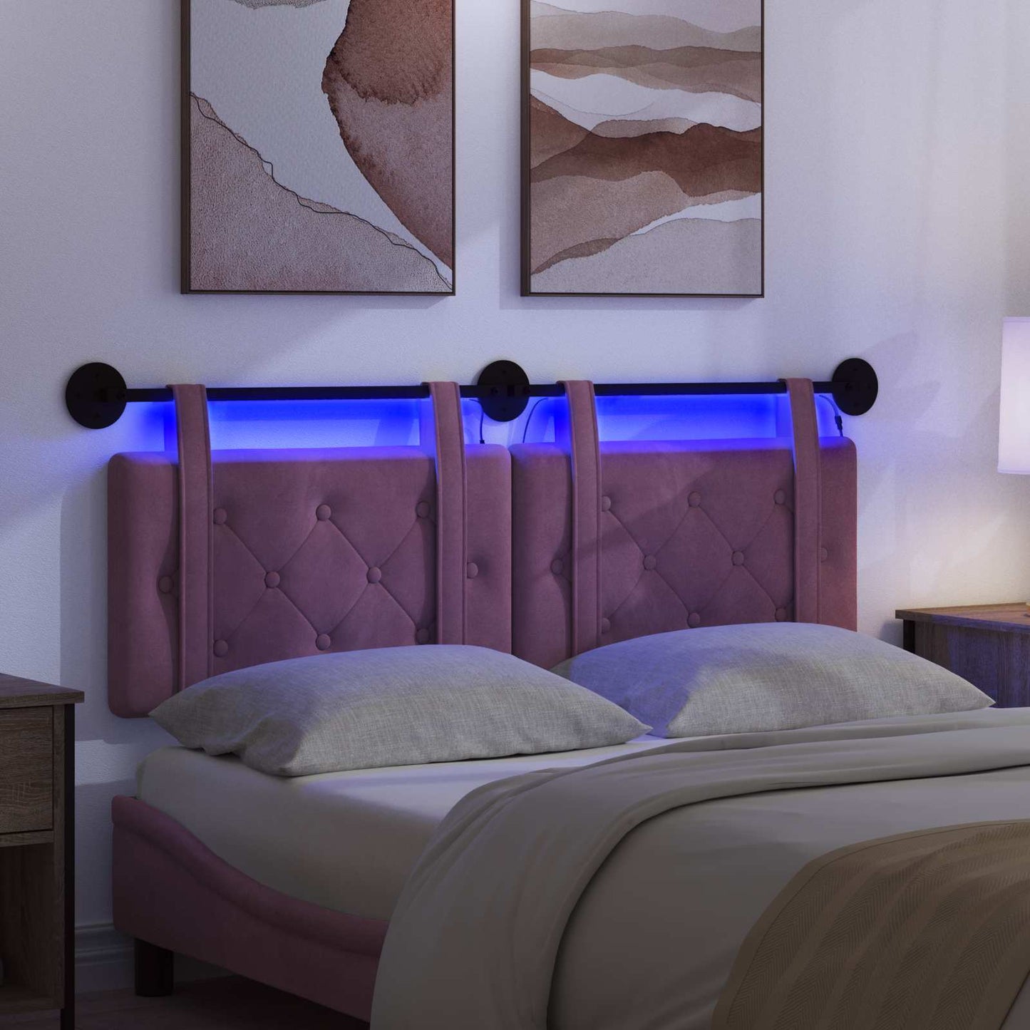 Hangend hoofdbord Met LED-verlichting Paars Fluweel is nu te koop bij PeponiXL, paradijselijk wonen!