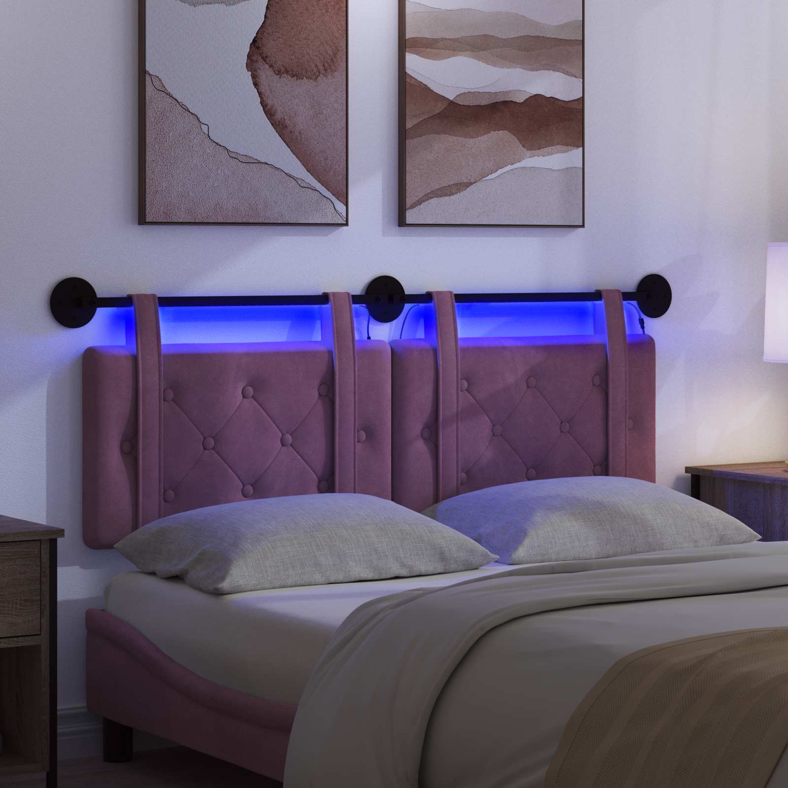 Hangend hoofdbord Met LED-verlichting Paars Fluweel is nu te koop bij PeponiXL, paradijselijk wonen!