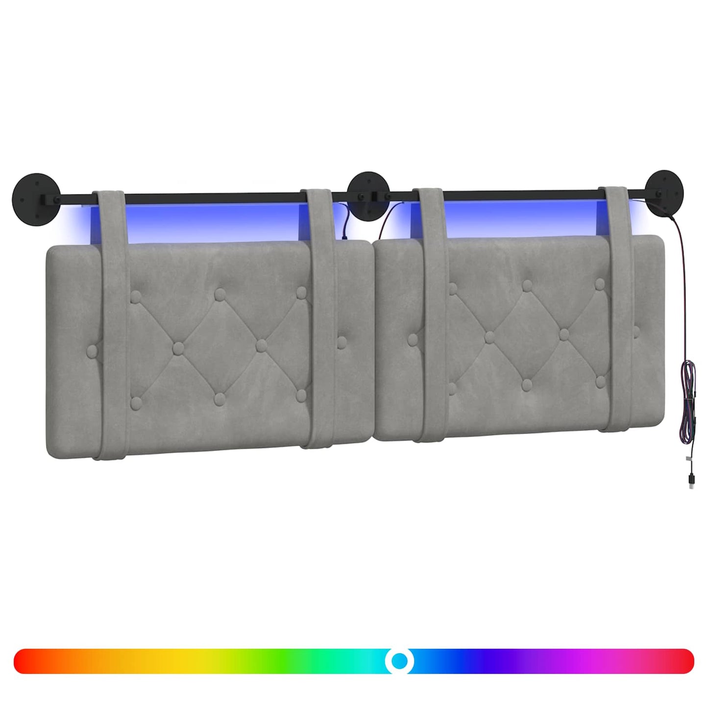 Hangend hoofdbord Met LED-verlichting Lichtgrijs Fluweel is nu te koop bij PeponiXL, paradijselijk wonen!