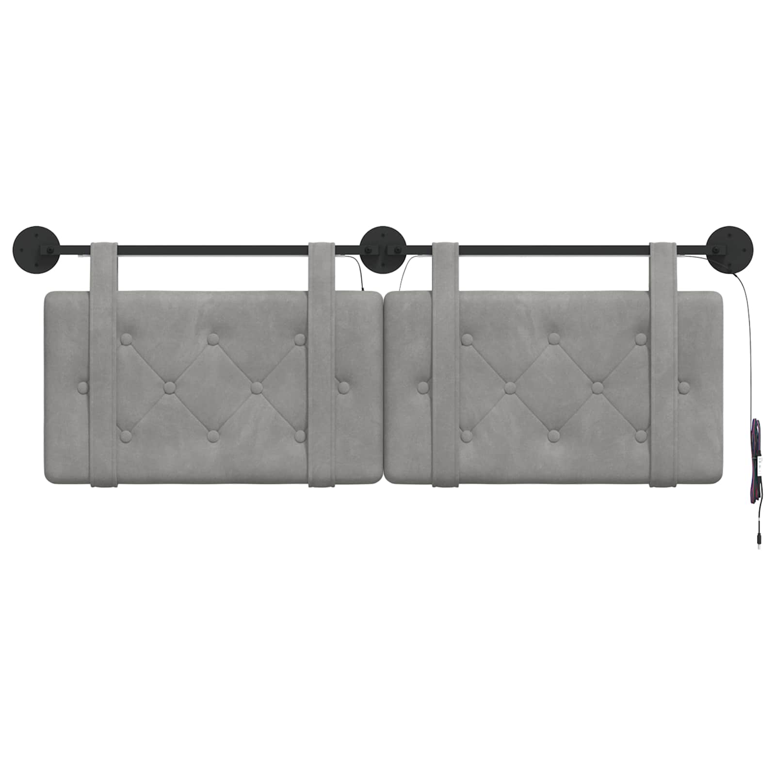 Hangend hoofdbord Met LED-verlichting Lichtgrijs Fluweel is nu te koop bij PeponiXL, paradijselijk wonen!