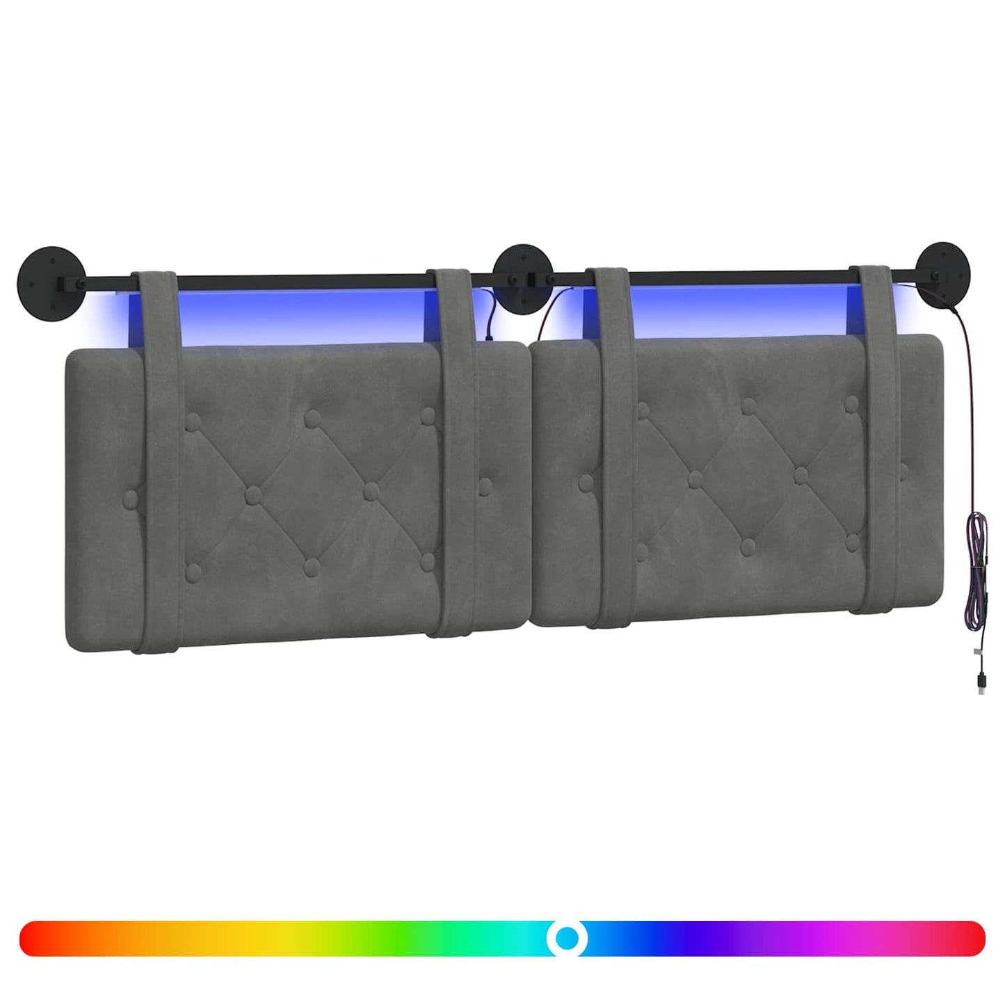 Hangend hoofdbord Met LED-verlichting Donkergrijs Fluweel is nu te koop bij PeponiXL, paradijselijk wonen!