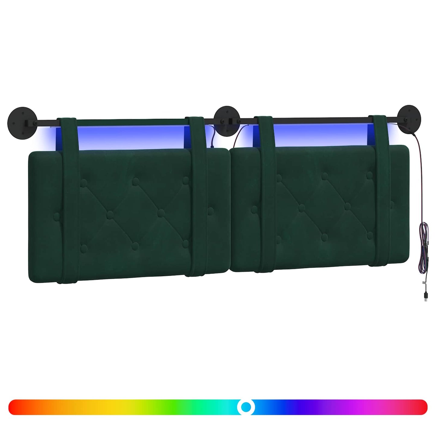Hangend hoofdbord Met LED-verlichting Donkergroen Fluweel is nu te koop bij PeponiXL, paradijselijk wonen!