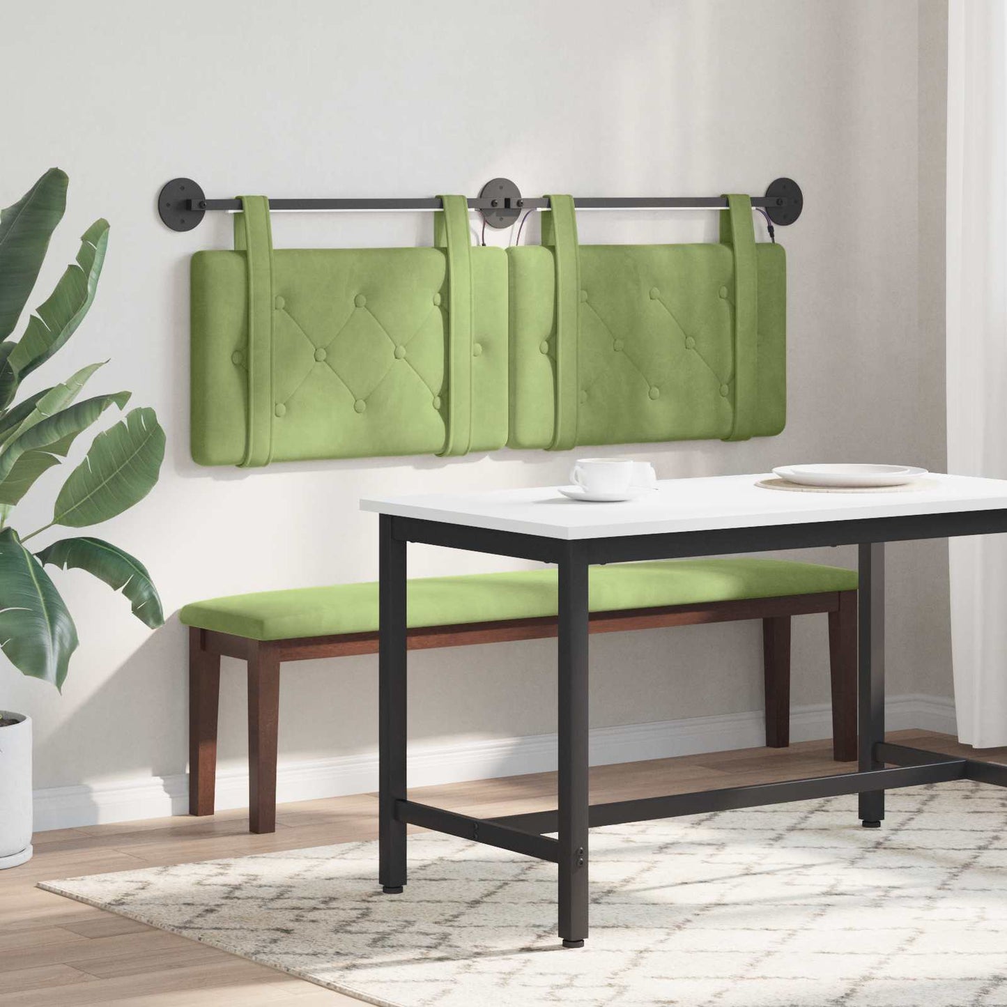 Hangend hoofdbord Met LED-verlichting Lichtgroen Fluweel is nu te koop bij PeponiXL, paradijselijk wonen!