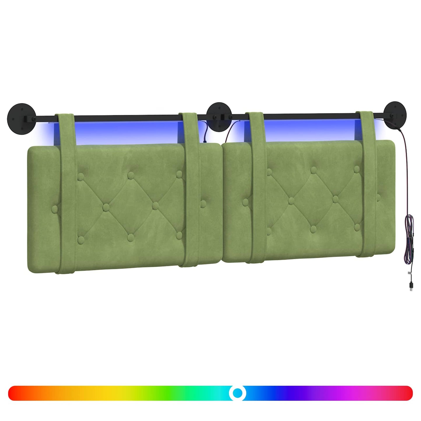 Hangend hoofdbord Met LED-verlichting Lichtgroen Fluweel is nu te koop bij PeponiXL, paradijselijk wonen!