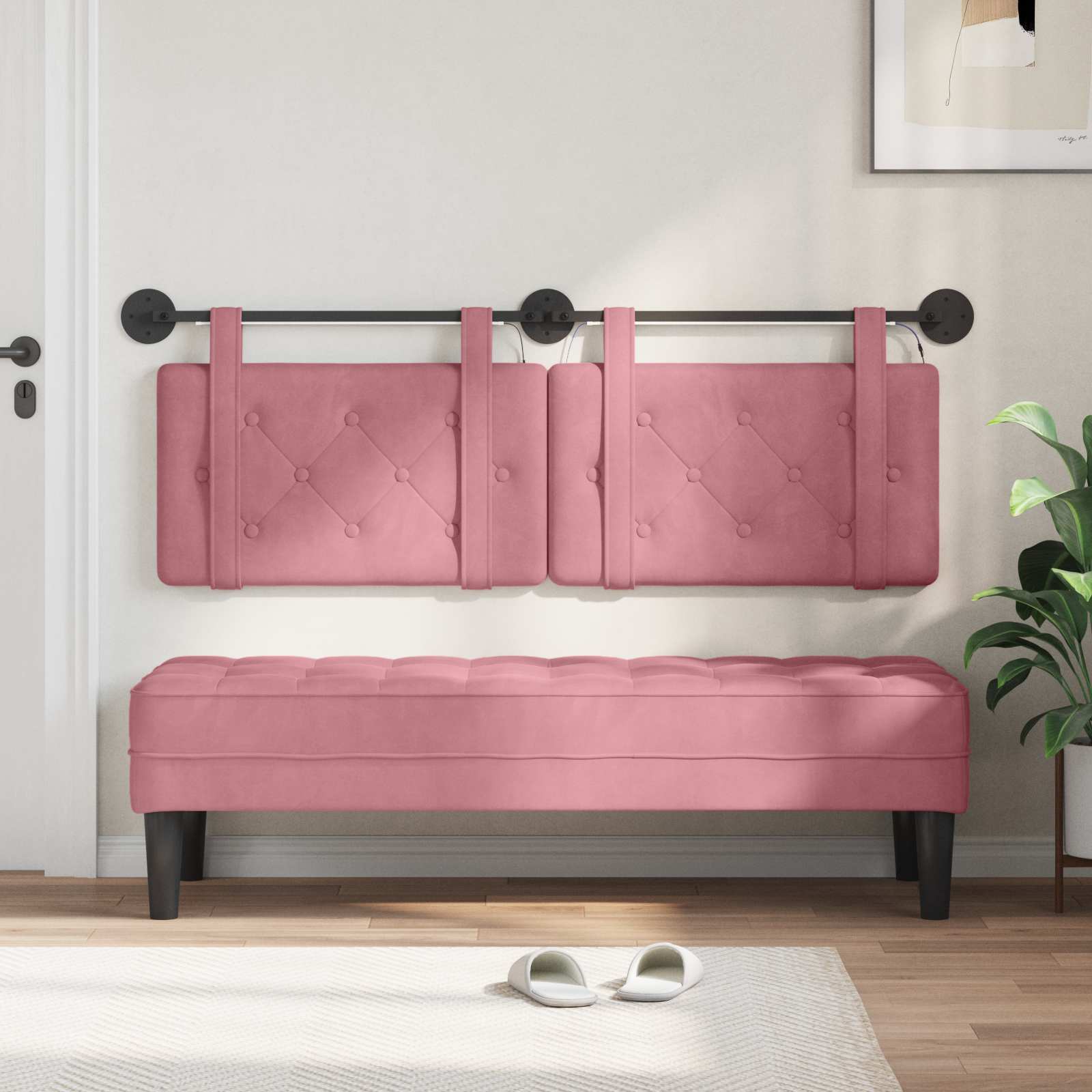 Hangend hoofdbord Met LED-verlichting Roze Fluweel is nu te koop bij PeponiXL, paradijselijk wonen!