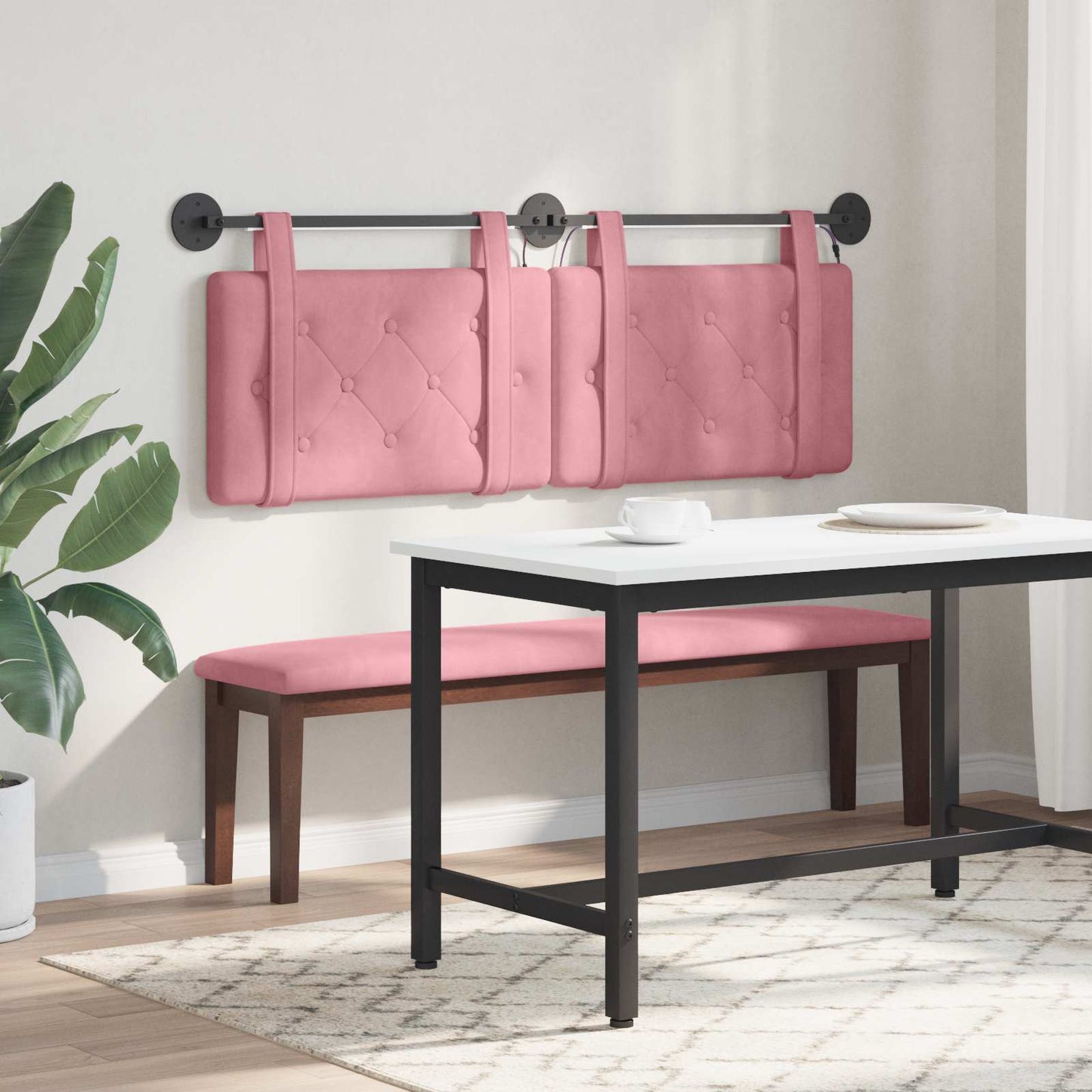 Hangend hoofdbord Met LED-verlichting Roze Fluweel is nu te koop bij PeponiXL, paradijselijk wonen!