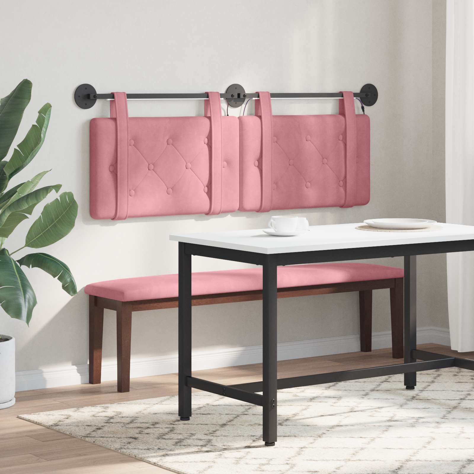 Hangend hoofdbord Met LED-verlichting Roze Fluweel is nu te koop bij PeponiXL, paradijselijk wonen!