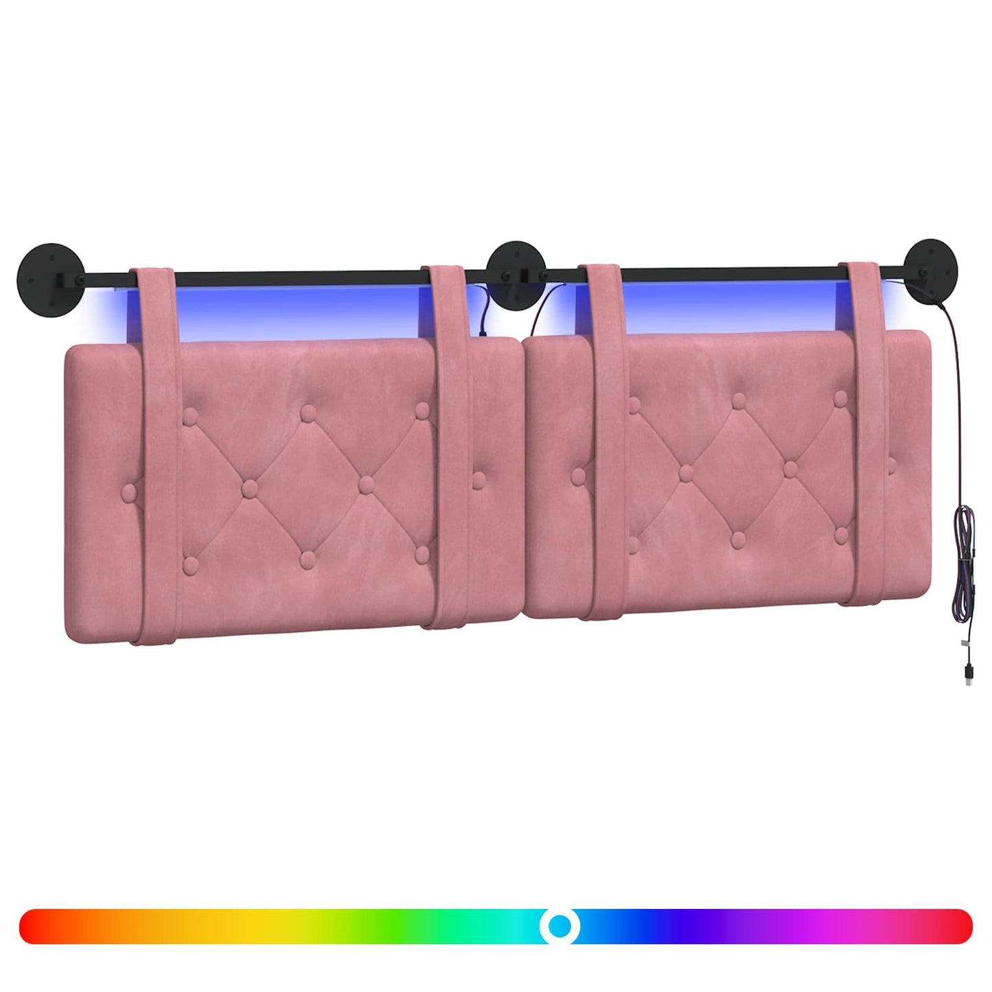 Hangend hoofdbord Met LED-verlichting Roze Fluweel is nu te koop bij PeponiXL, paradijselijk wonen!