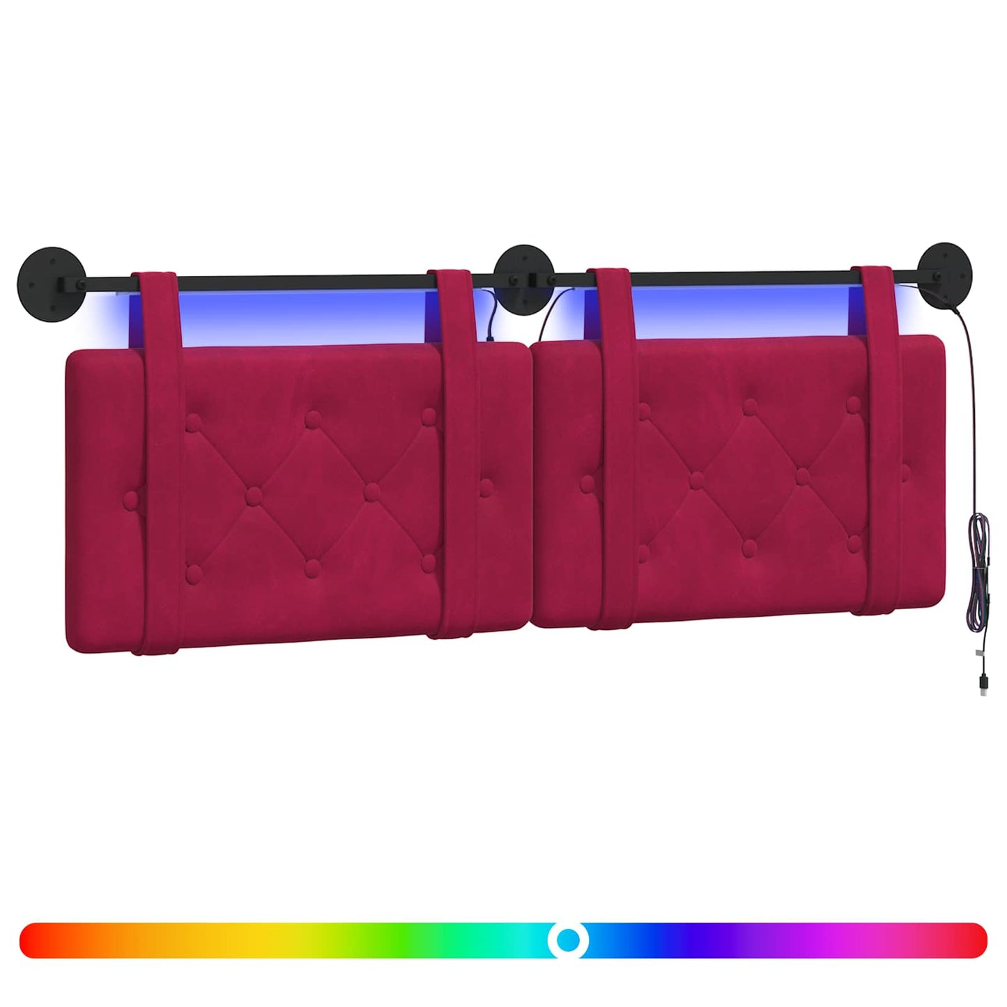 Hangend hoofdbord Met LED-verlichting Wijnrood Fluweel is nu te koop bij PeponiXL, paradijselijk wonen!