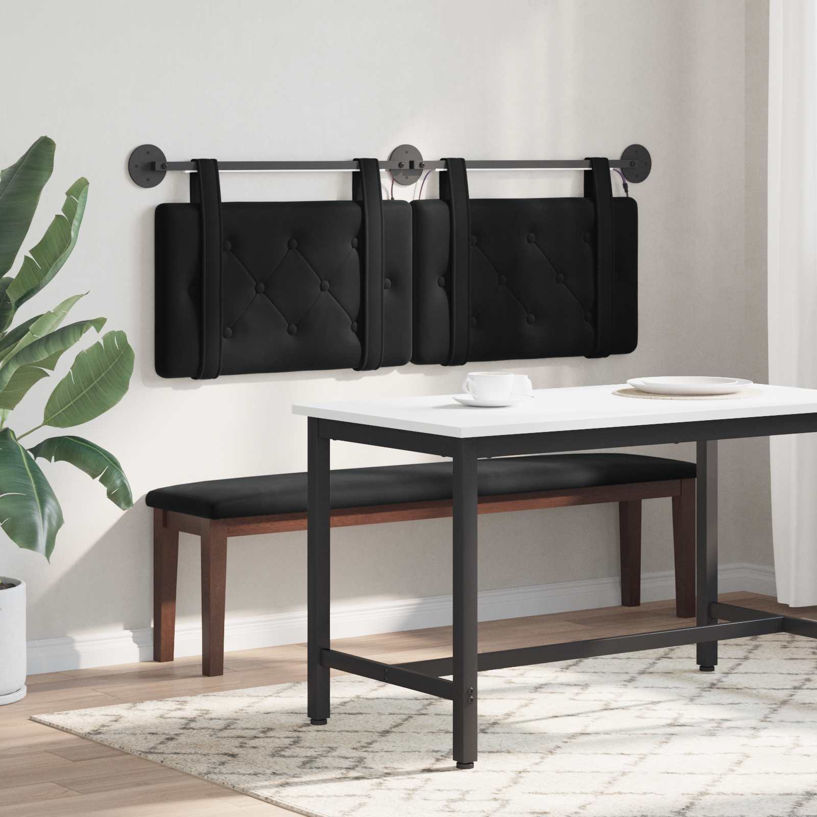 Hangend hoofdbord Met LED-verlichting Zwart Fluweel is nu te koop bij PeponiXL, paradijselijk wonen!