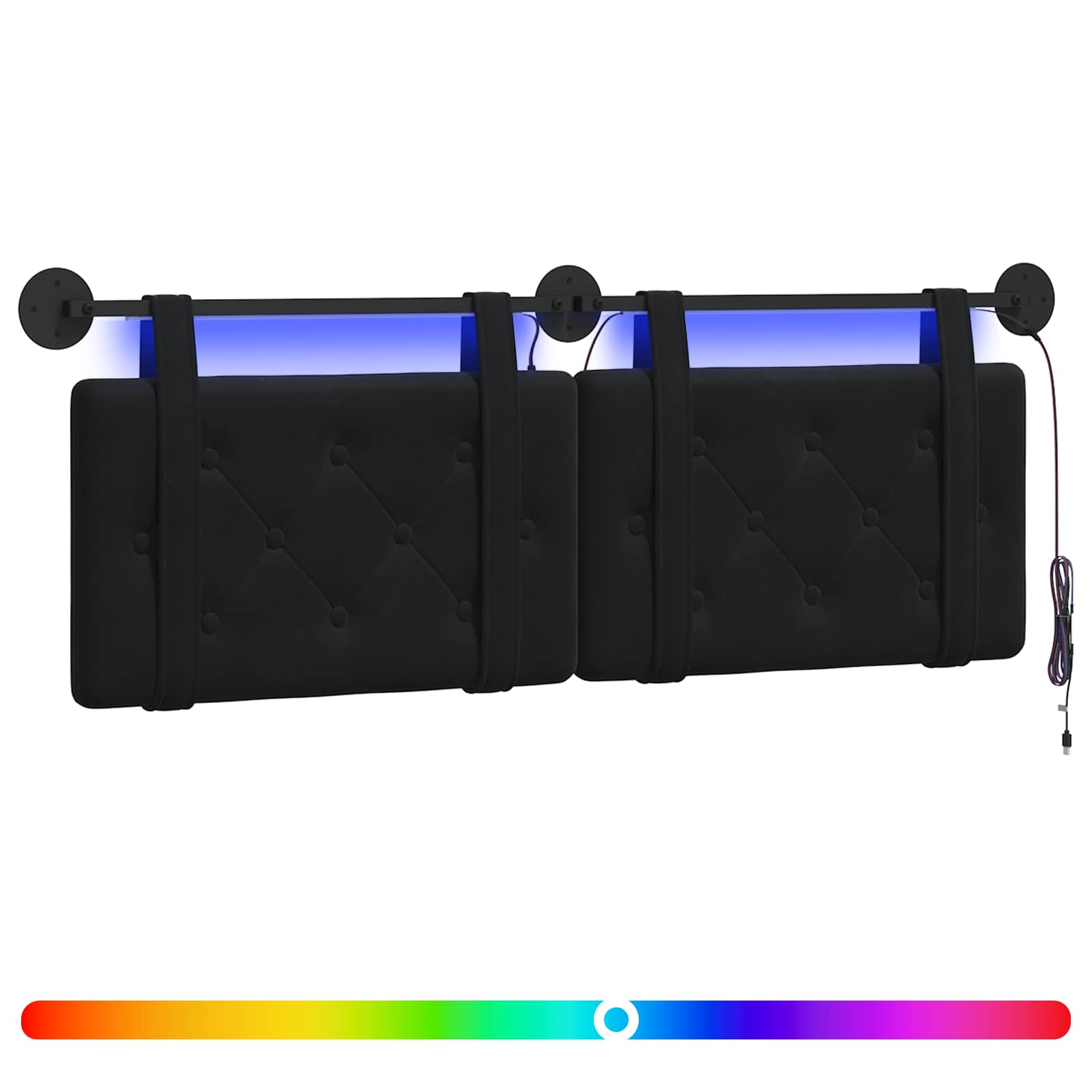 Hangend hoofdbord Met LED-verlichting Zwart Fluweel is nu te koop bij PeponiXL, paradijselijk wonen!