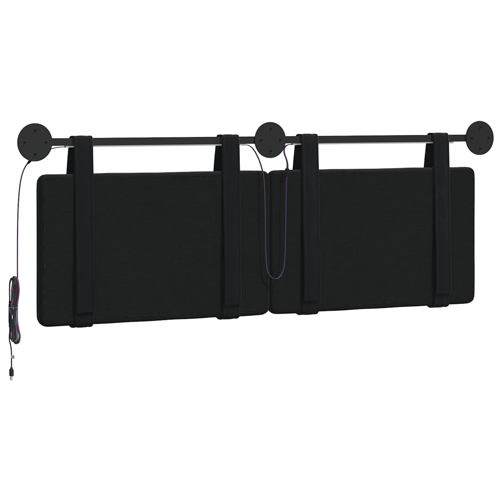 Hangend hoofdbord Met LED-verlichting Zwart Fluweel is nu te koop bij PeponiXL, paradijselijk wonen!