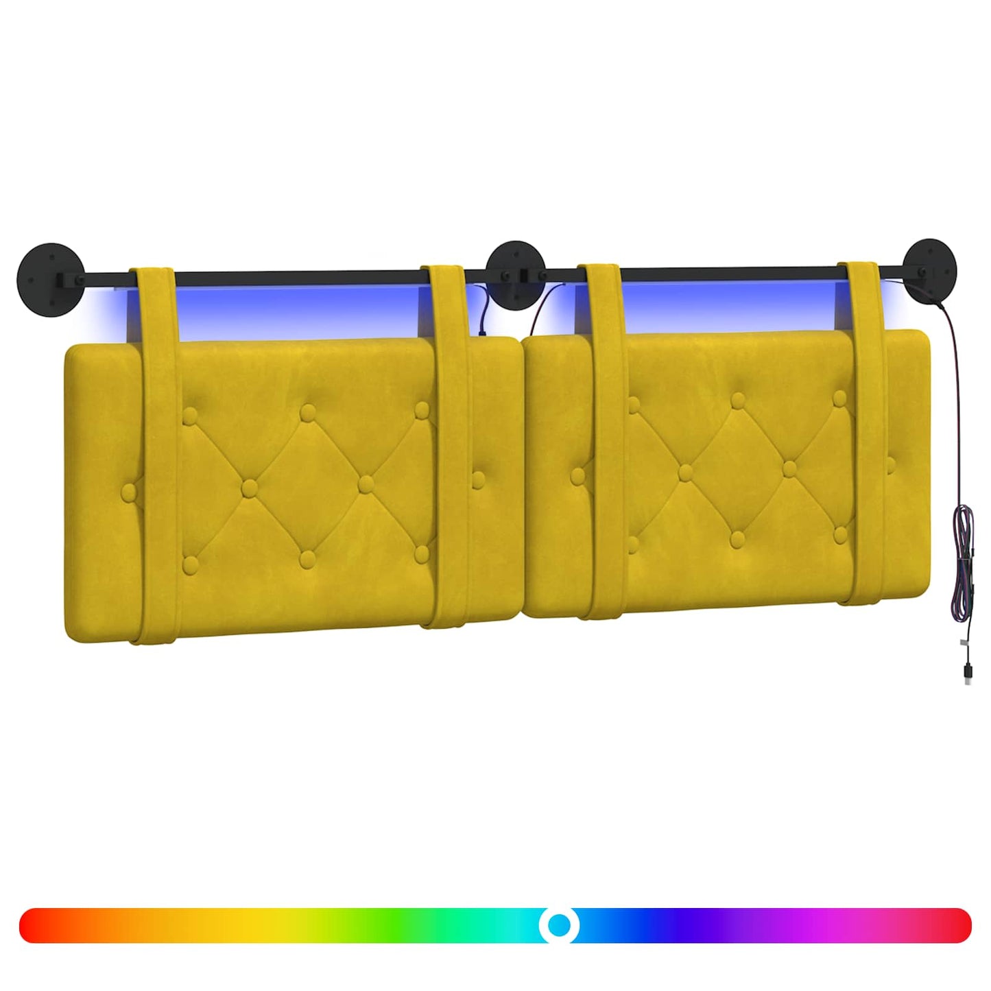 Hangend hoofdbord Met LED-verlichting Geel Fluweel is nu te koop bij PeponiXL, paradijselijk wonen!