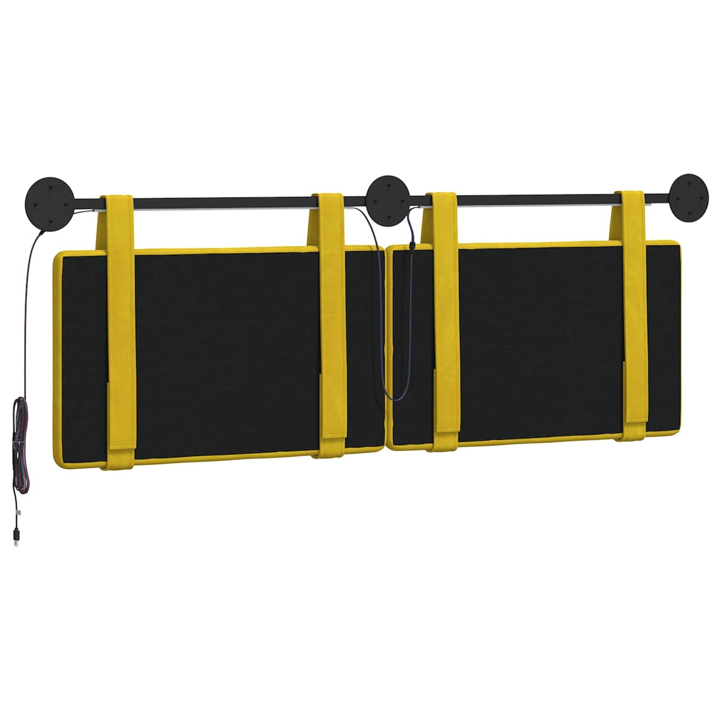 Hangend hoofdbord Met LED-verlichting Geel Fluweel is nu te koop bij PeponiXL, paradijselijk wonen!