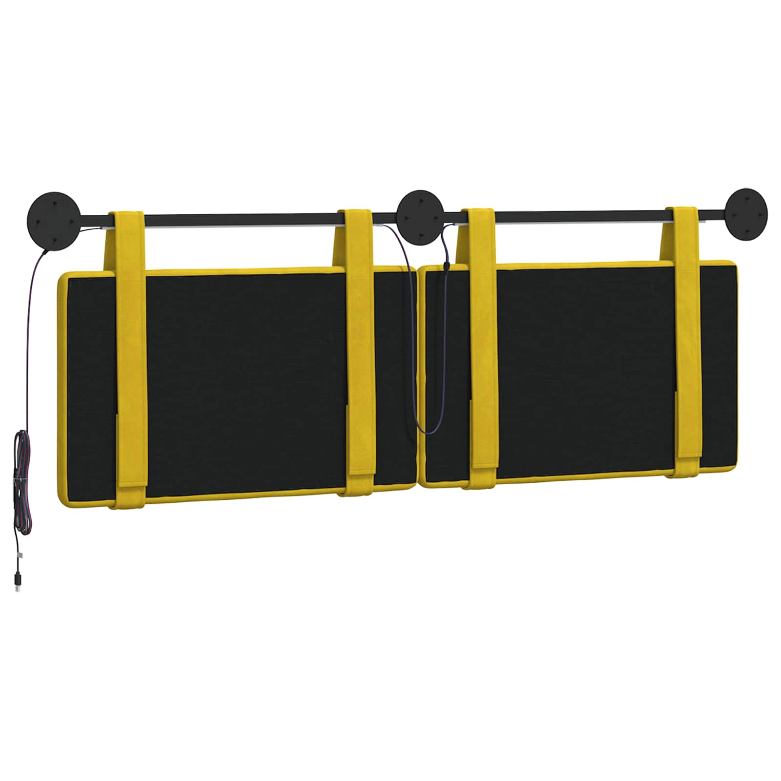 Hangend hoofdbord Met LED-verlichting Geel Fluweel is nu te koop bij PeponiXL, paradijselijk wonen!