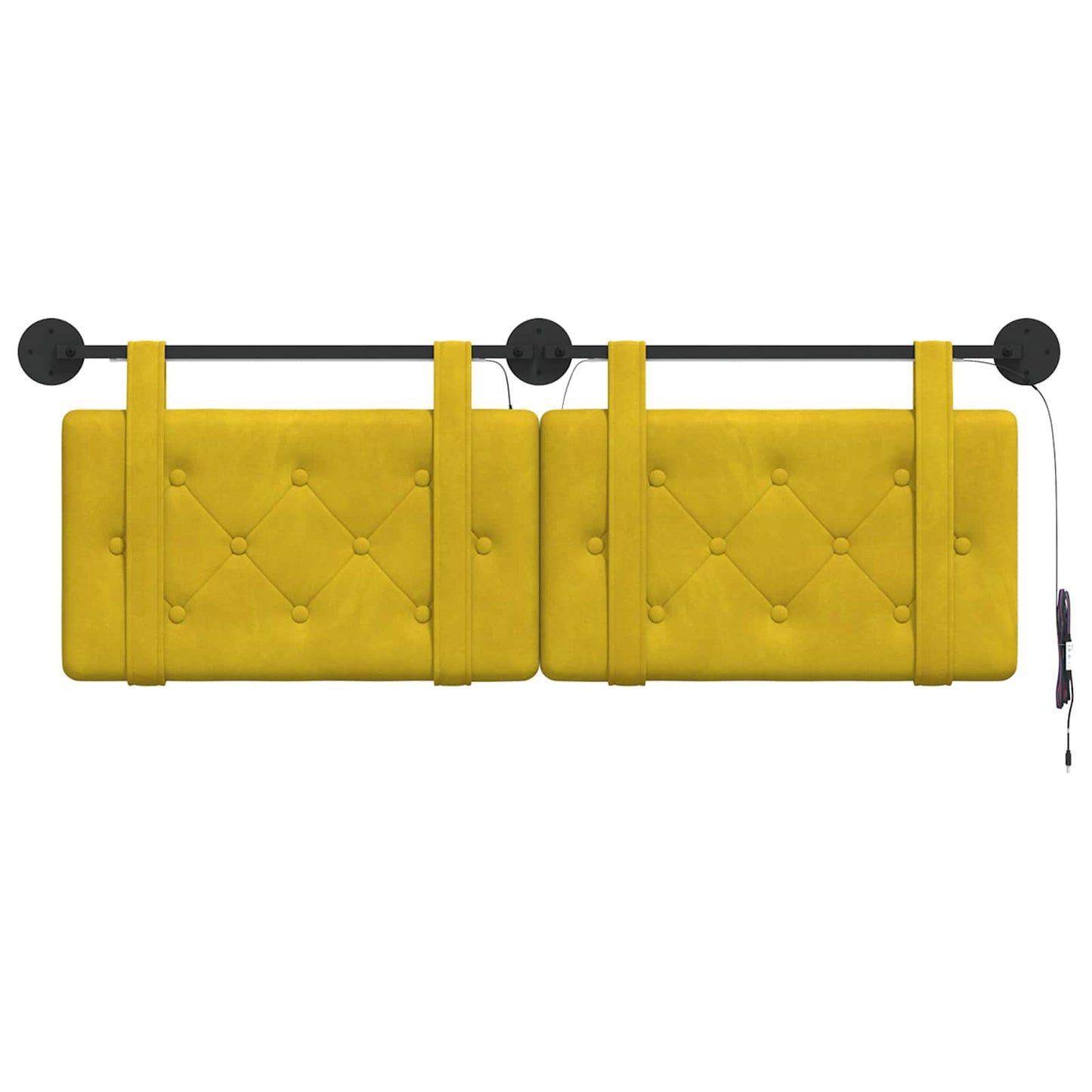 Hangend hoofdbord Met LED-verlichting Geel Fluweel is nu te koop bij PeponiXL, paradijselijk wonen!