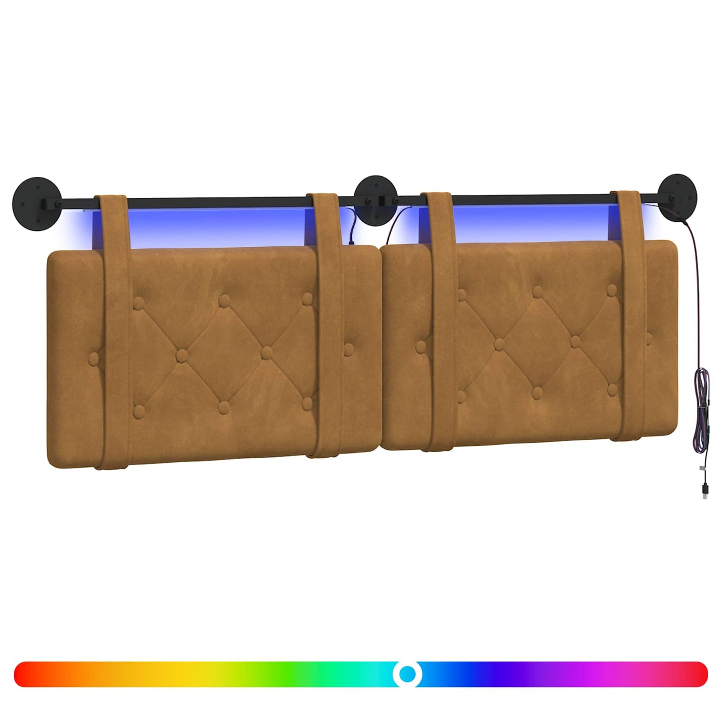 Hangend hoofdbord Met LED-verlichting Bruin Fluweel is nu te koop bij PeponiXL, paradijselijk wonen!