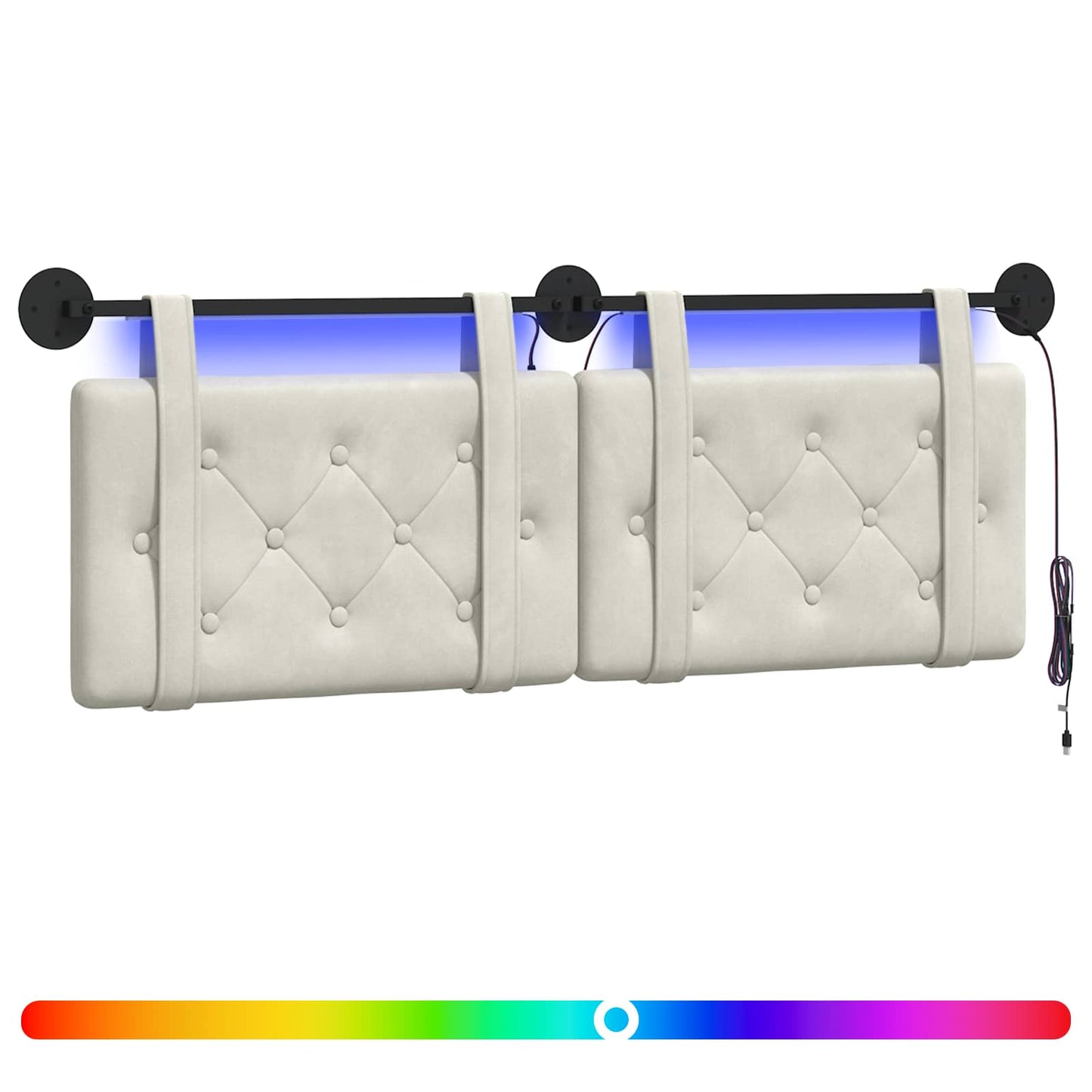 Hangend hoofdbord Met LED-verlichting Crèmekleurig Fluweel is nu te koop bij PeponiXL, paradijselijk wonen!