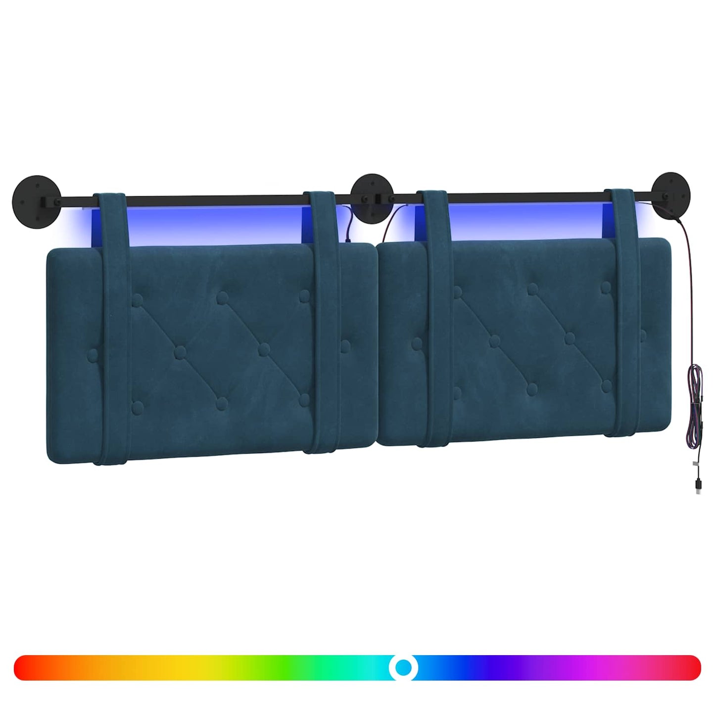 Hangend hoofdbord Met LED-verlichting Blauw Fluweel is nu te koop bij PeponiXL, paradijselijk wonen!