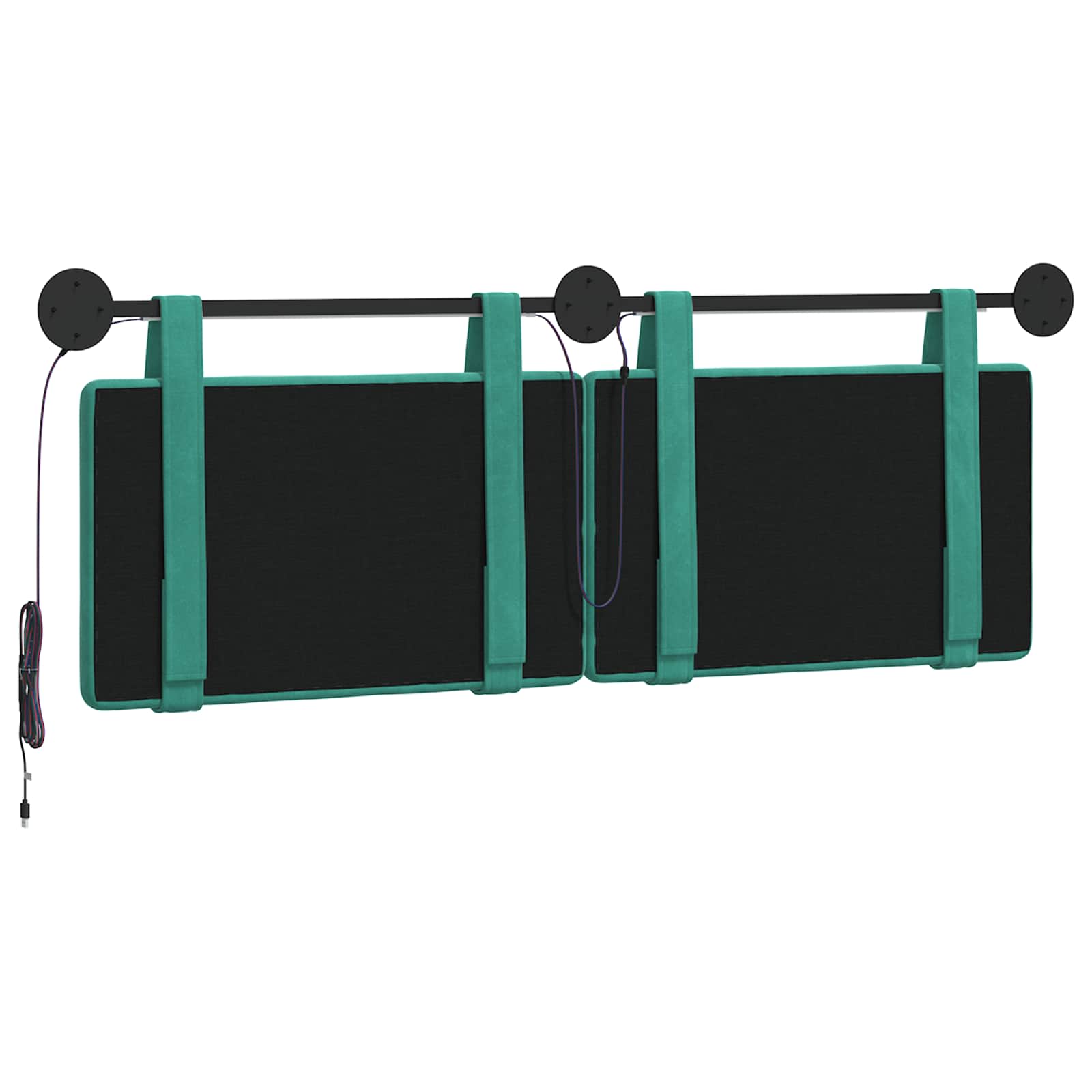 Hangend hoofdbord Met LED-verlichting Turquoise Fluweel is nu te koop bij PeponiXL, paradijselijk wonen!