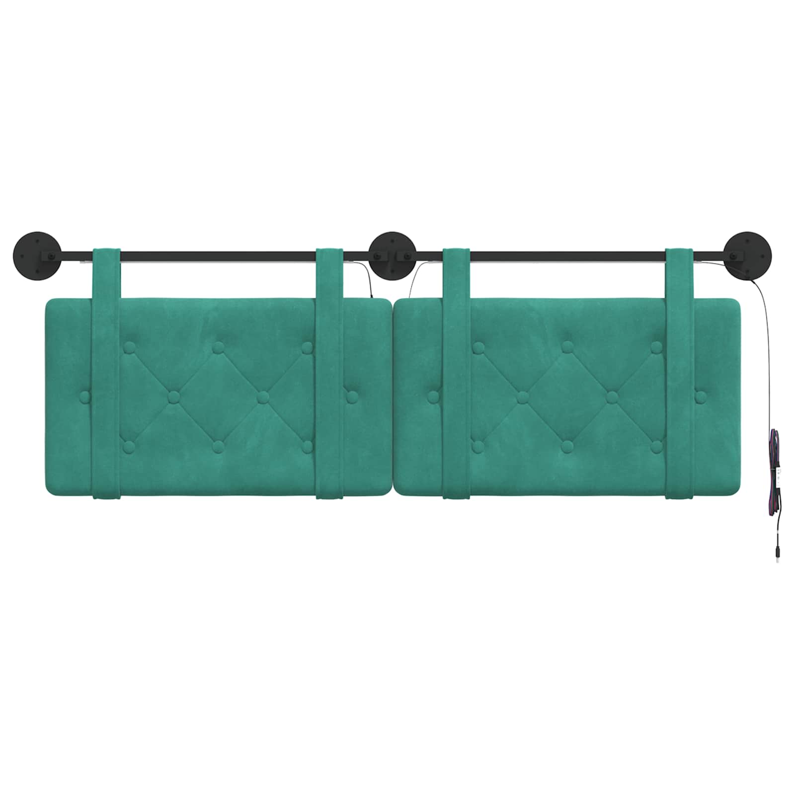 Hangend hoofdbord Met LED-verlichting Turquoise Fluweel is nu te koop bij PeponiXL, paradijselijk wonen!