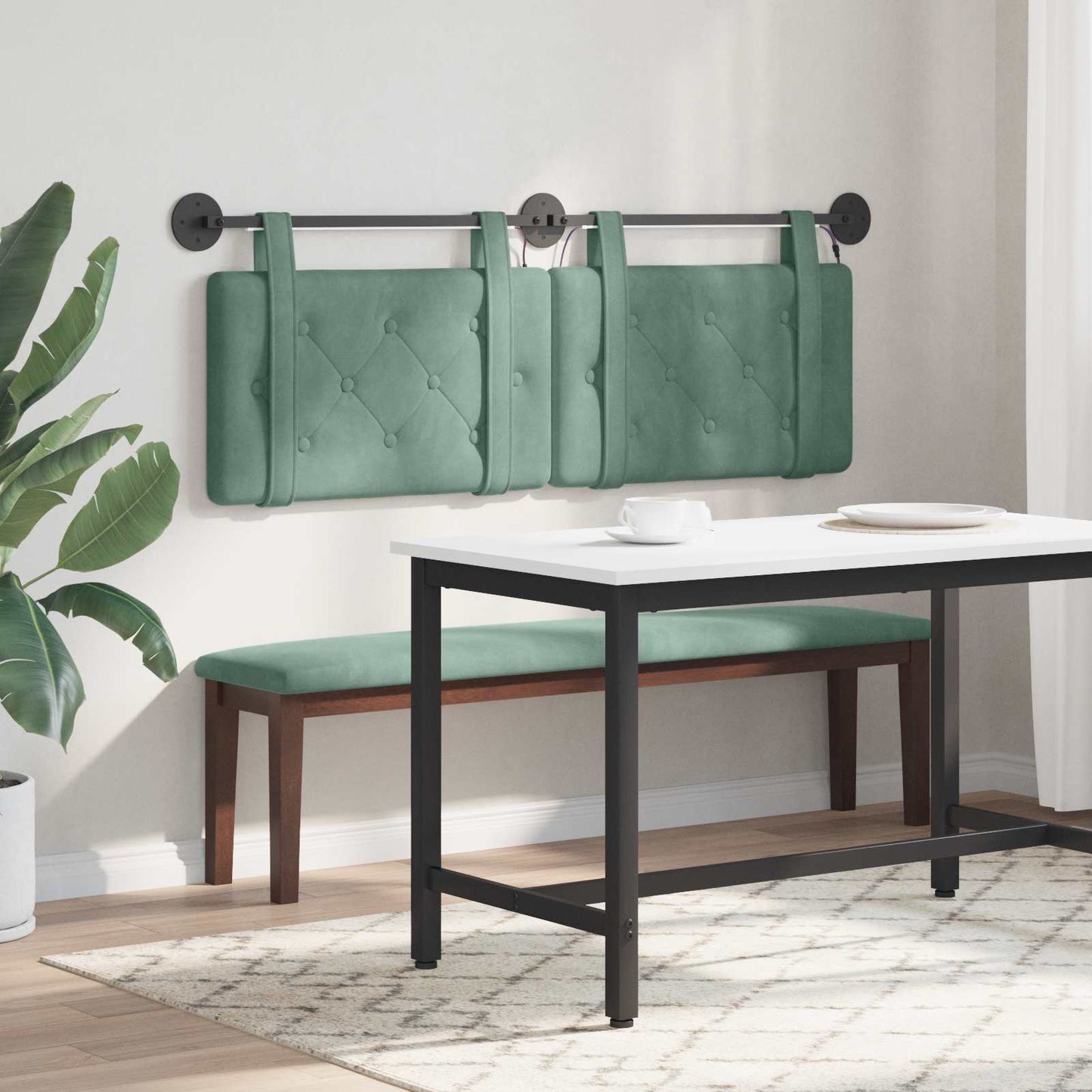 Hangend hoofdbord Met LED-verlichting Zeegroen Fluweel is nu te koop bij PeponiXL, paradijselijk wonen!