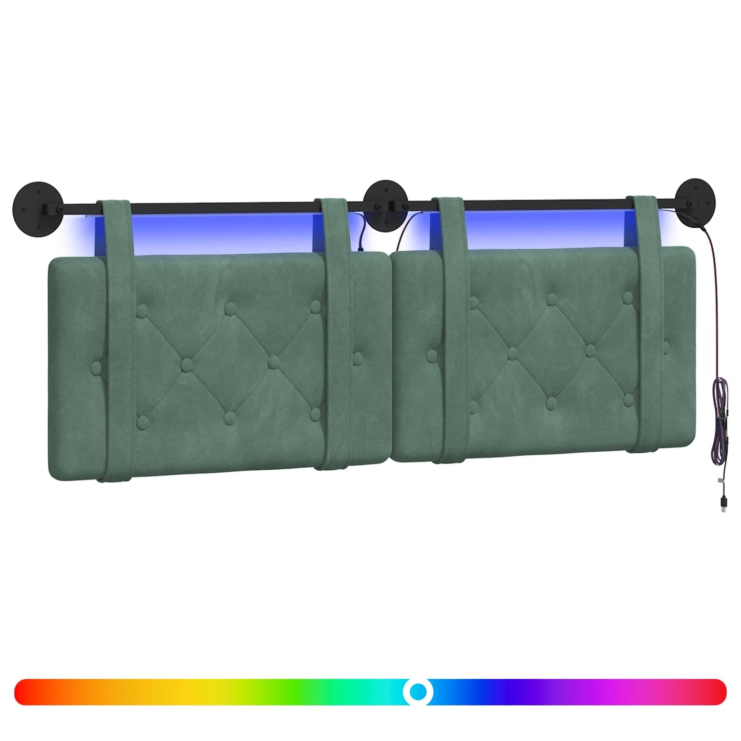 Hangend hoofdbord Met LED-verlichting Zeegroen Fluweel is nu te koop bij PeponiXL, paradijselijk wonen!