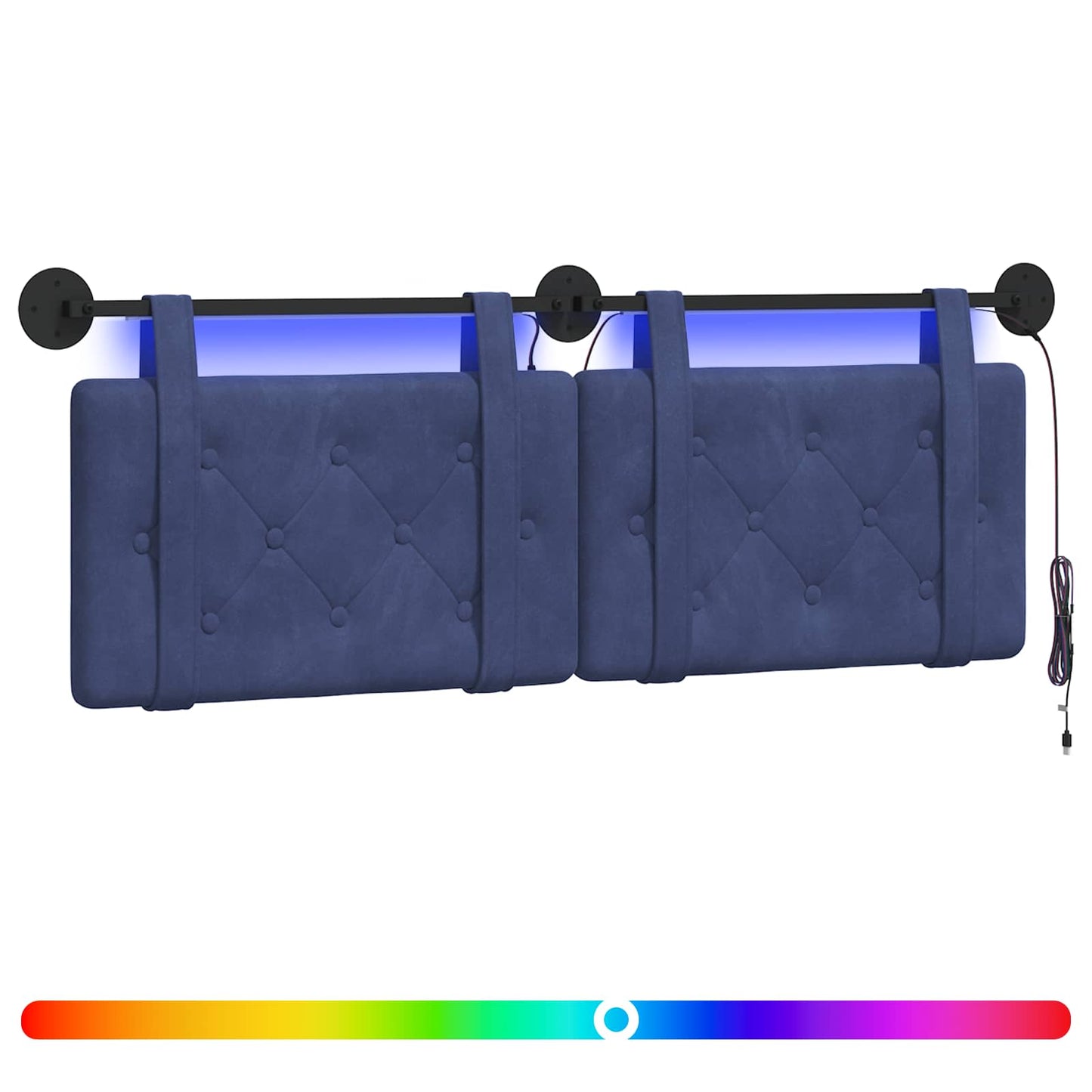 Hangend hoofdbord Met LED-verlichting Politieblauw Fluweel is nu te koop bij PeponiXL, paradijselijk wonen!