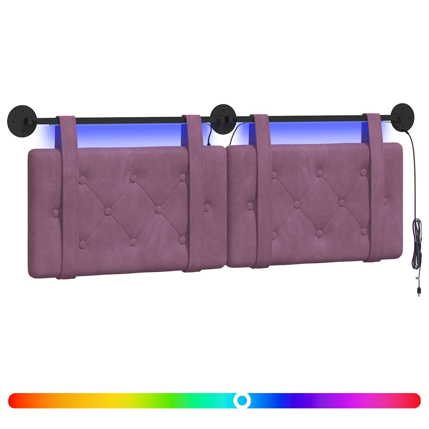 Hangend hoofdbord Met LED-verlichting Paars Fluweel is nu te koop bij PeponiXL, paradijselijk wonen!