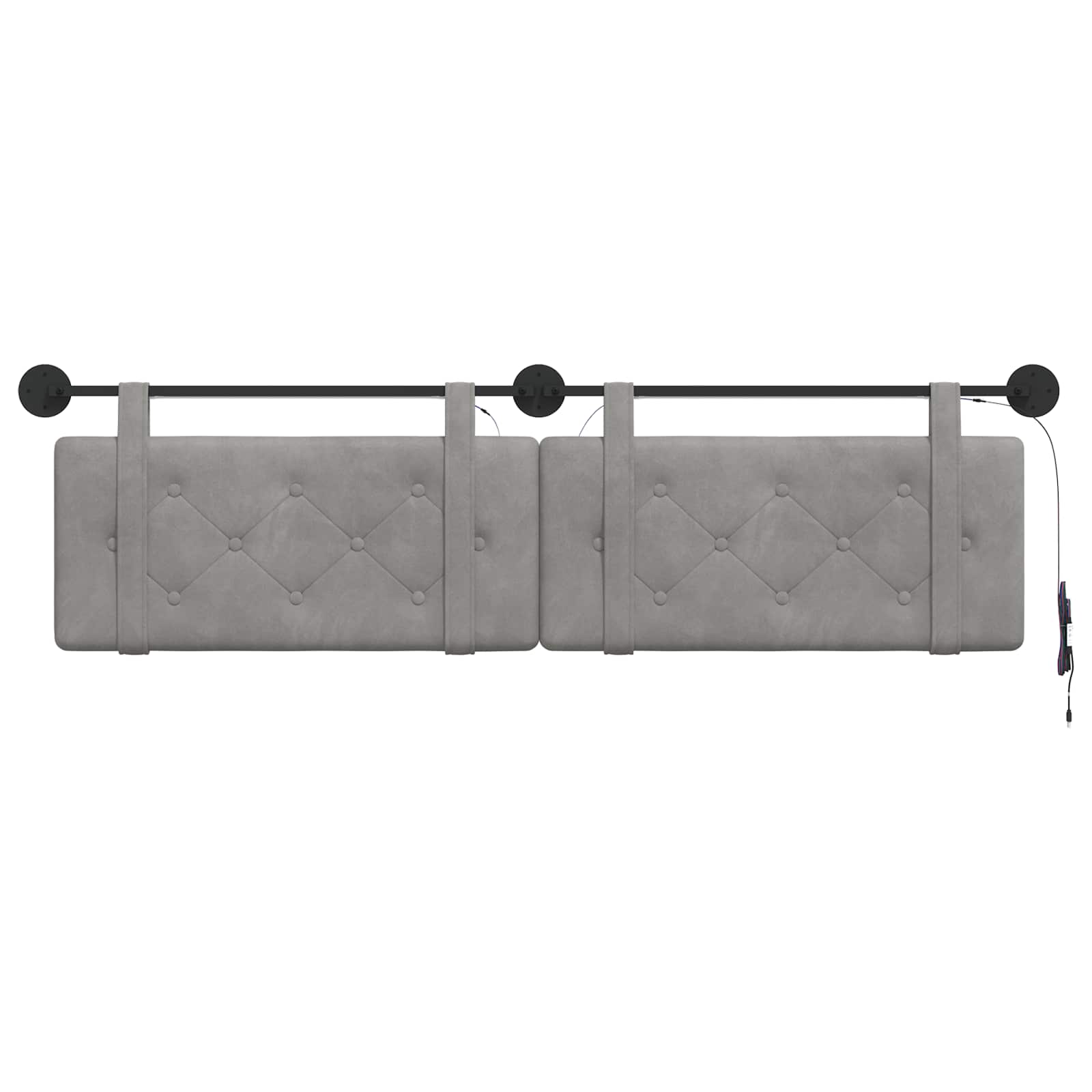 Hangend hoofdbord Met LED-verlichting Lichtgrijs Fluweel is nu te koop bij PeponiXL, paradijselijk wonen!