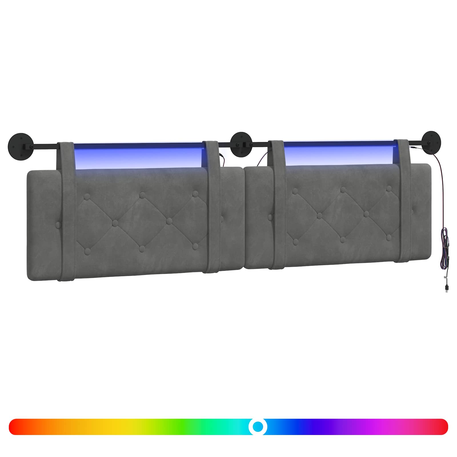 Hangend hoofdbord Met LED-verlichting Donkergrijs Fluweel is nu te koop bij PeponiXL, paradijselijk wonen!