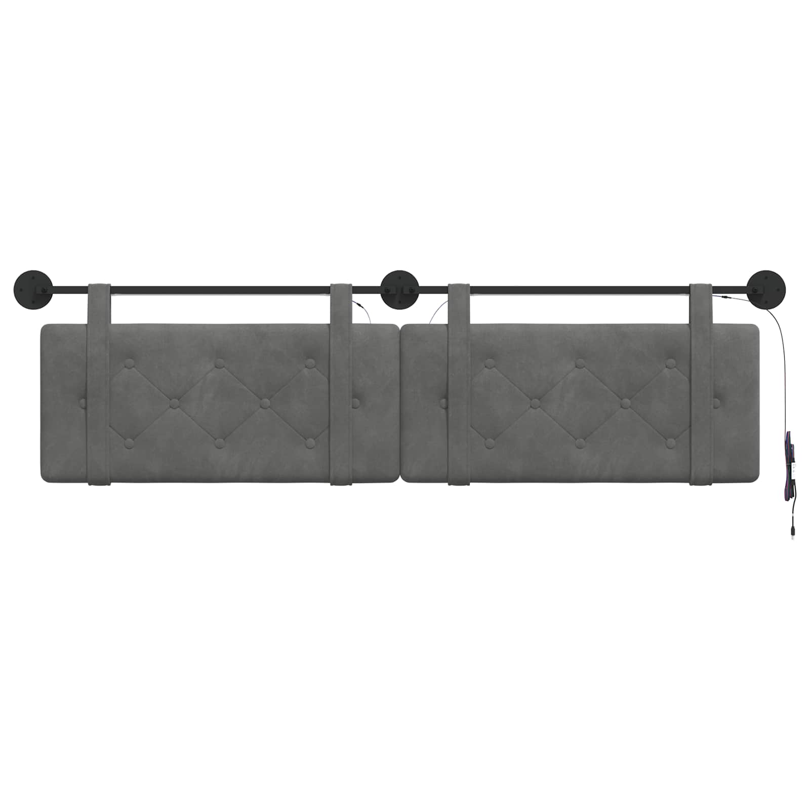 Hangend hoofdbord Met LED-verlichting Donkergrijs Fluweel is nu te koop bij PeponiXL, paradijselijk wonen!