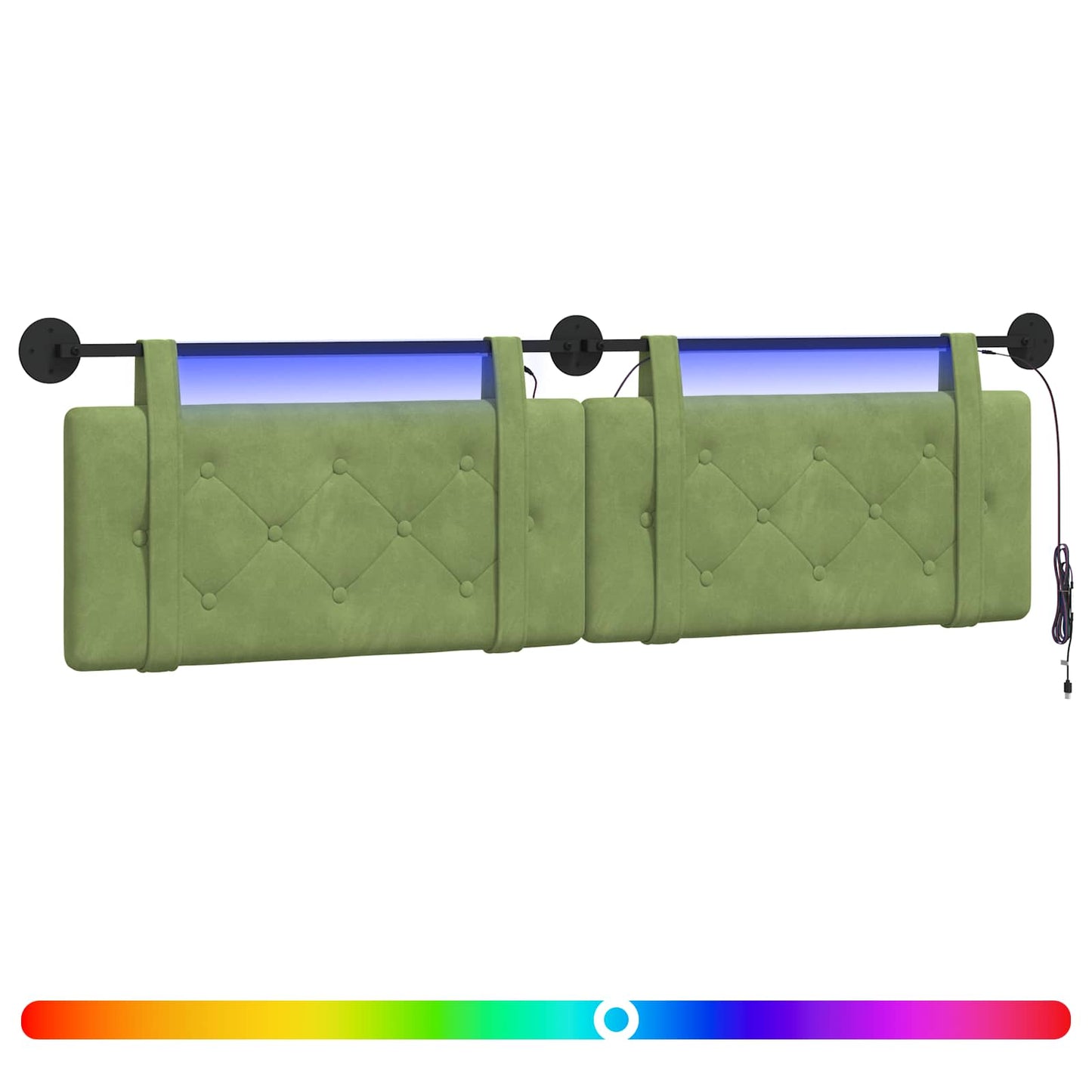 Hangend hoofdbord Met LED-verlichting Lichtgroen Fluweel is nu te koop bij PeponiXL, paradijselijk wonen!