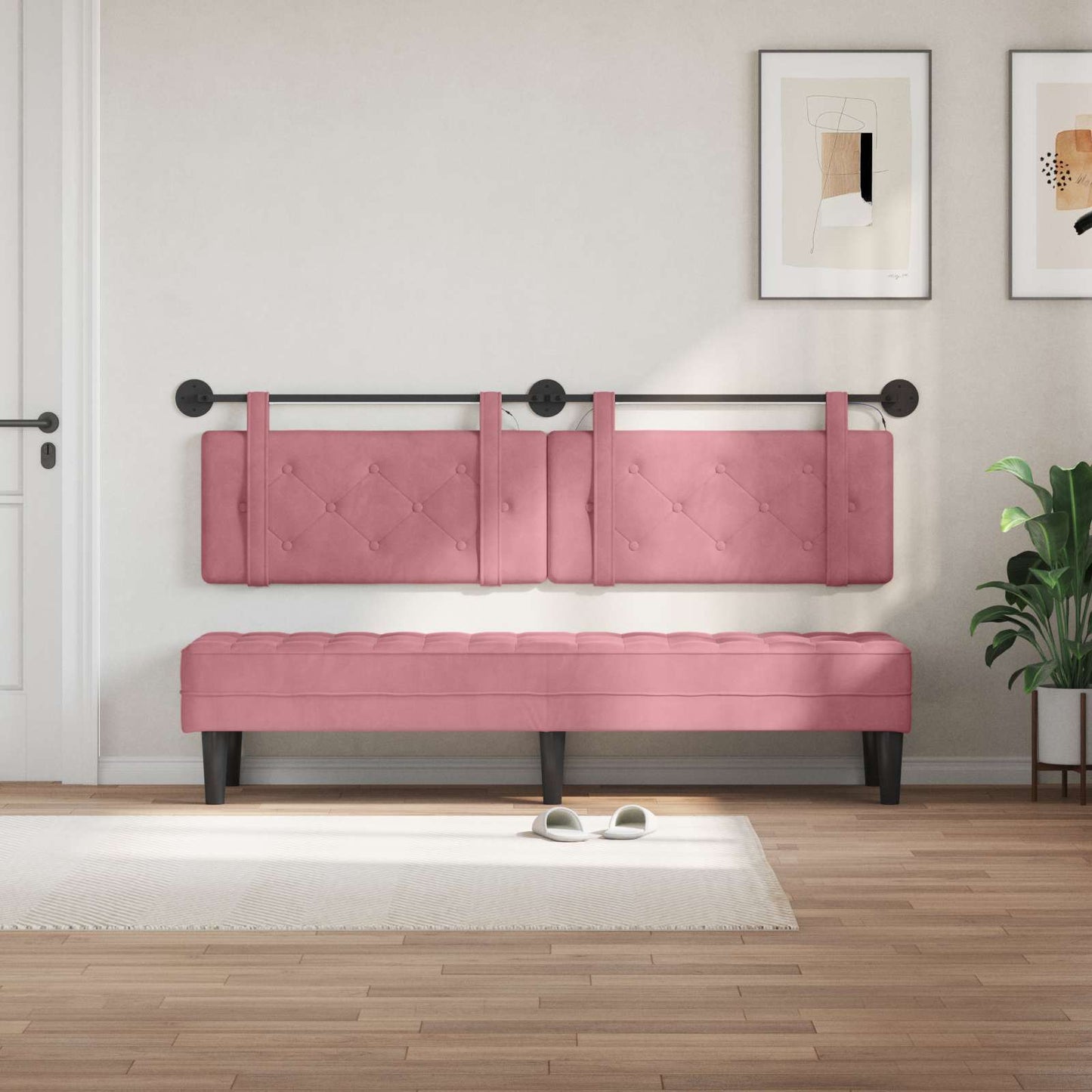 Hangend hoofdbord Met LED-verlichting Roze Fluweel is nu te koop bij PeponiXL, paradijselijk wonen!